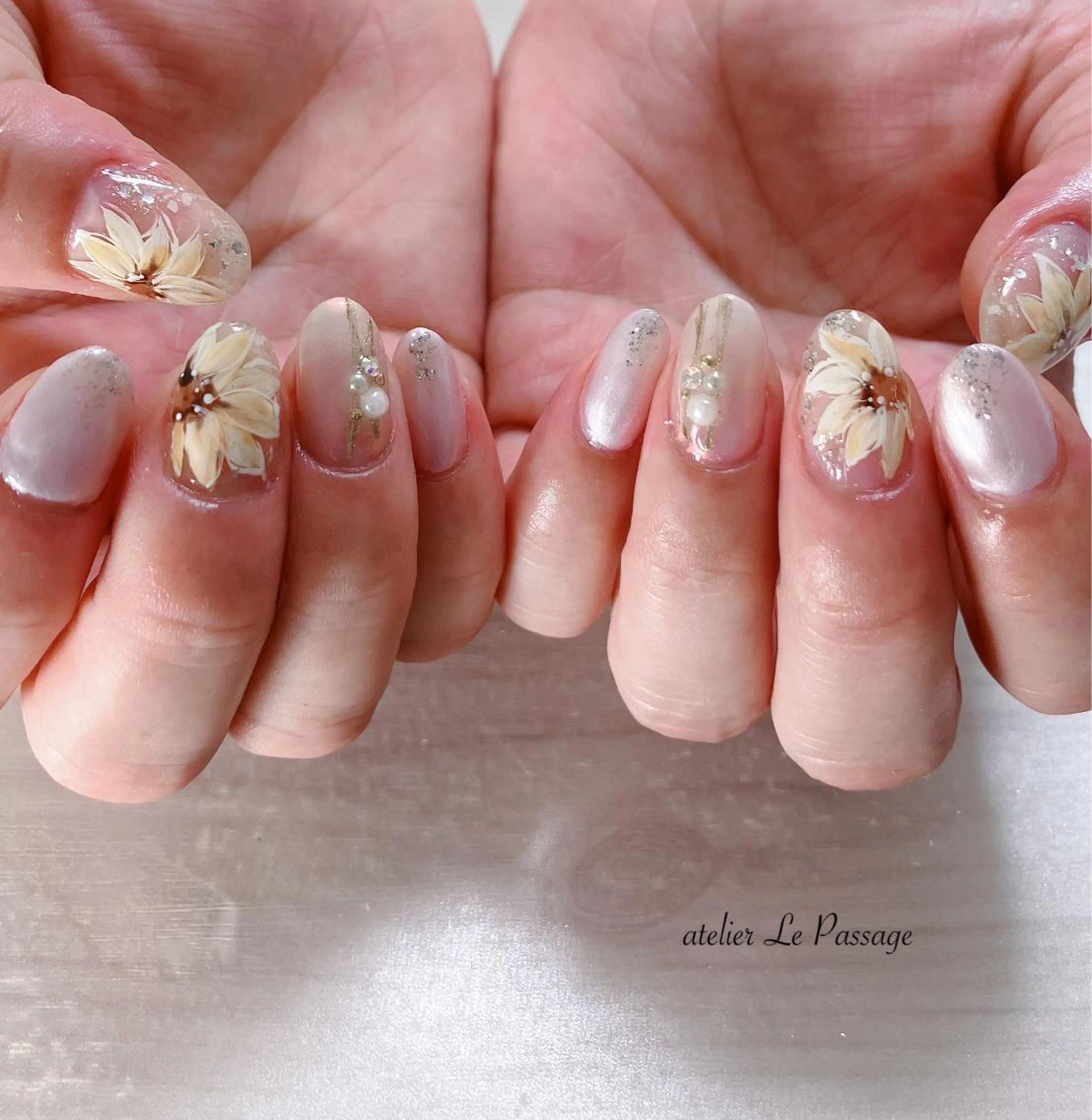 ネイル ジェルネイル オフィスネイル パラジェル 夏ネイル Atelier Le Passage所属・h nakatsukaのネイルデザイン