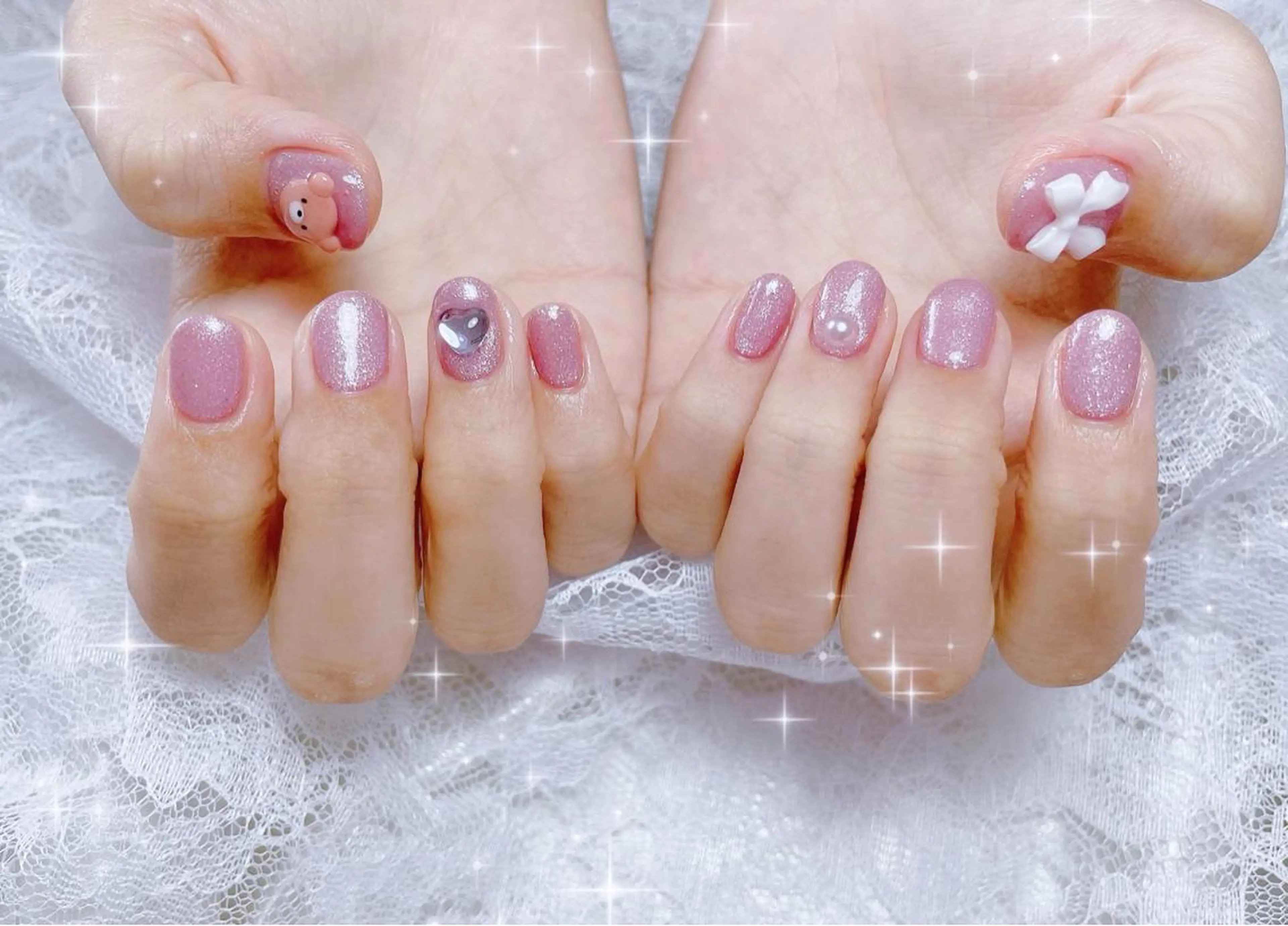 ネイル ガーリー キラキラネイル ワンカラーネイル ハンドネイル FLARE NAIL フレアネイルのネイルデザイン