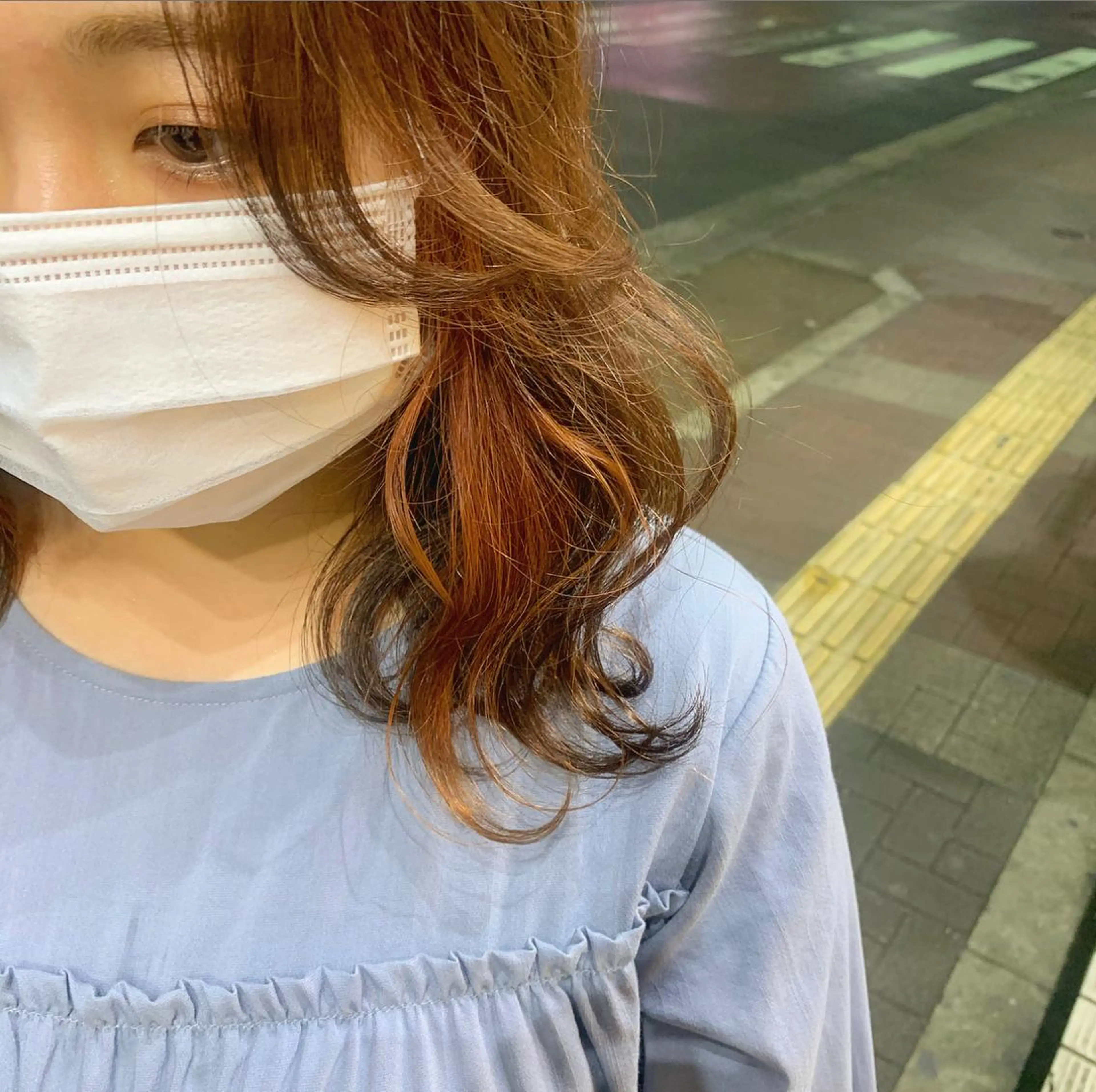 セミロング カラー ブラウンカラー オレンジ オレンジブラウン ヘアカラー トリートメント 韓国ヘア🦋 MIYUのヘアスタイル