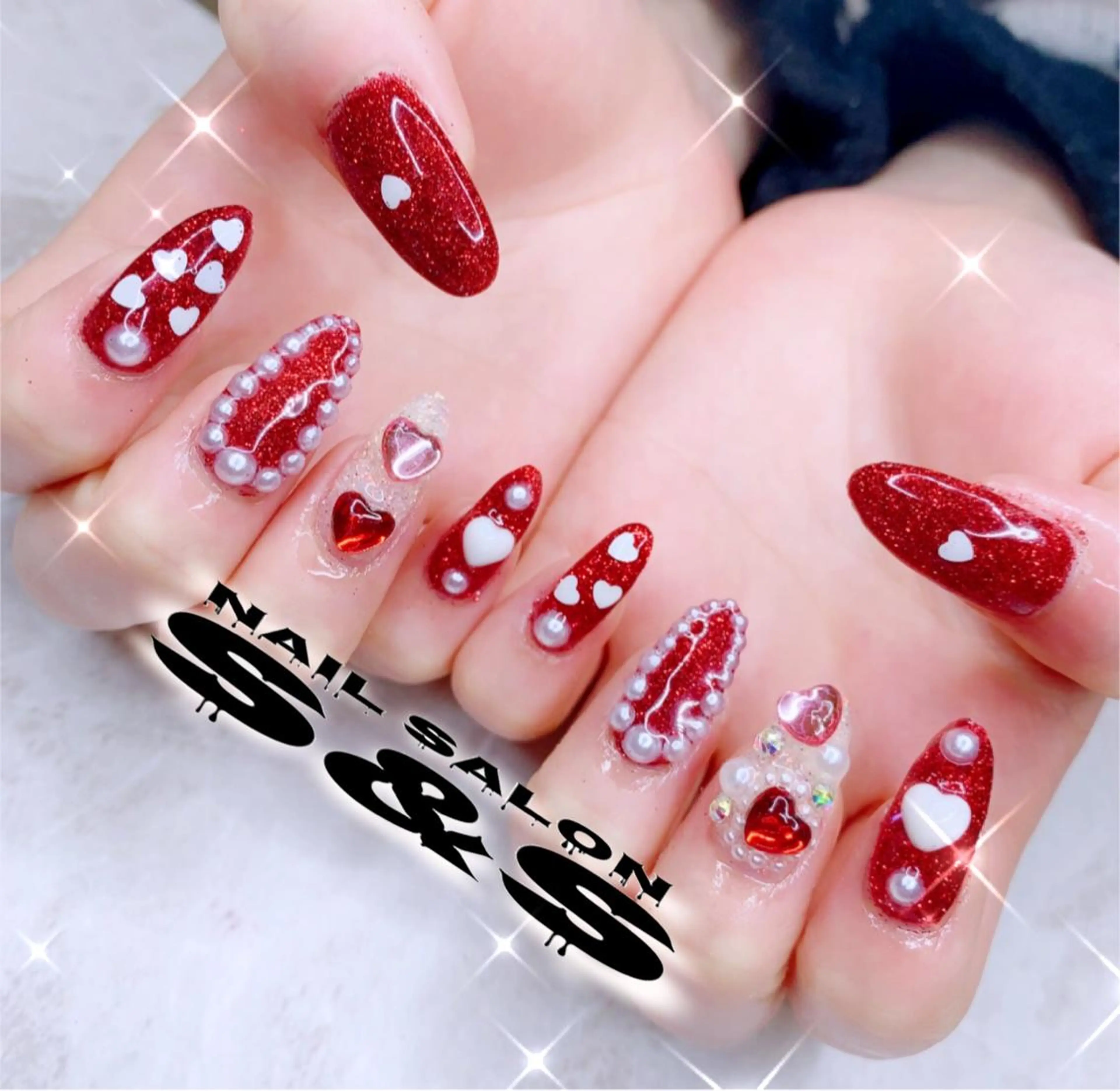 ネイル 長さ出し ハート メンズネイル 持ち込み スカルプネイル S&S 村田小百合のネイルデザイン