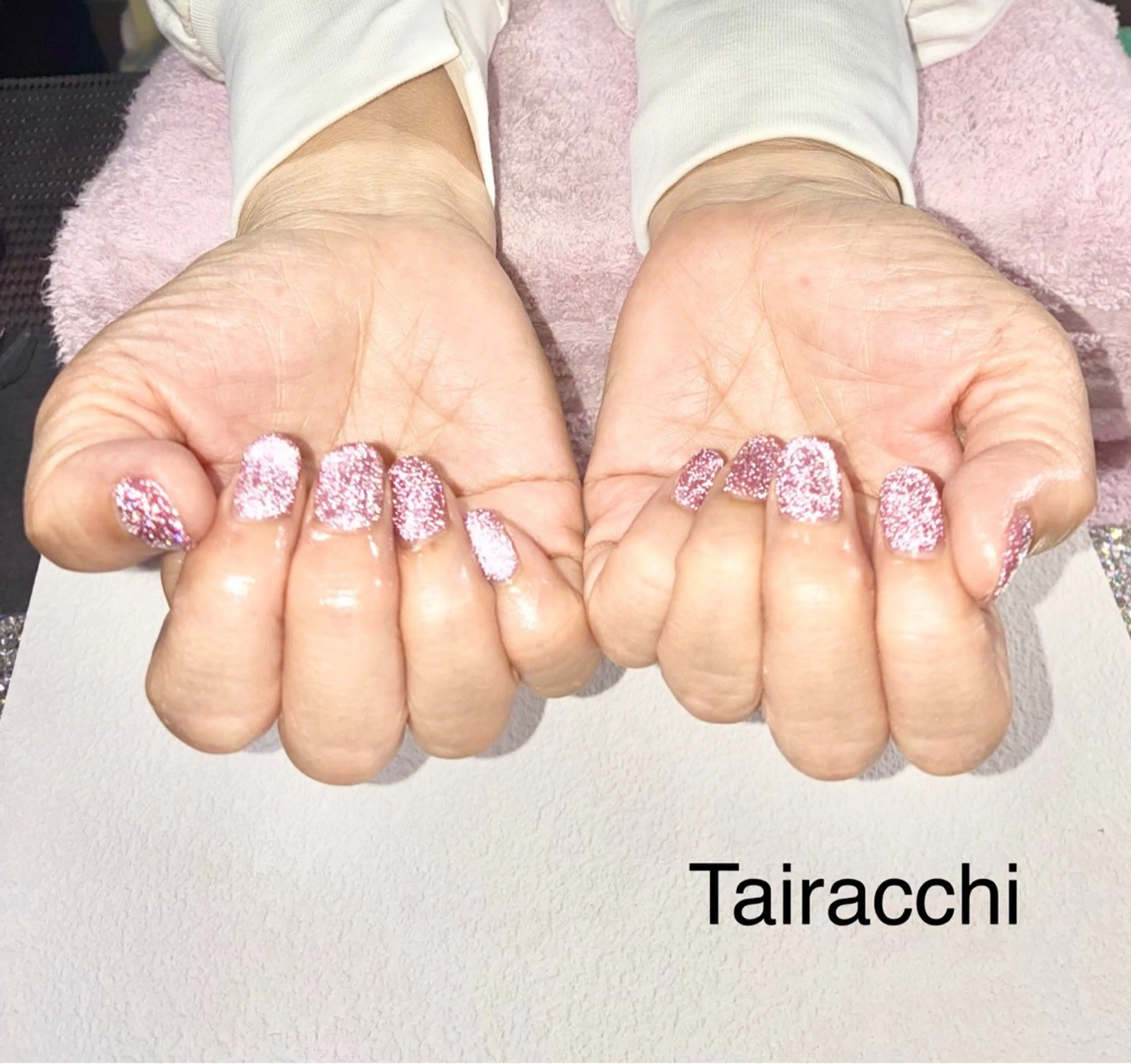 ネイル フラッシュネイル ジェルネイル マグネットネイル ピンク パープル ハンドネイル Tairacchi ﾀｲﾗｯﾁのエステ・リラクイメージ
