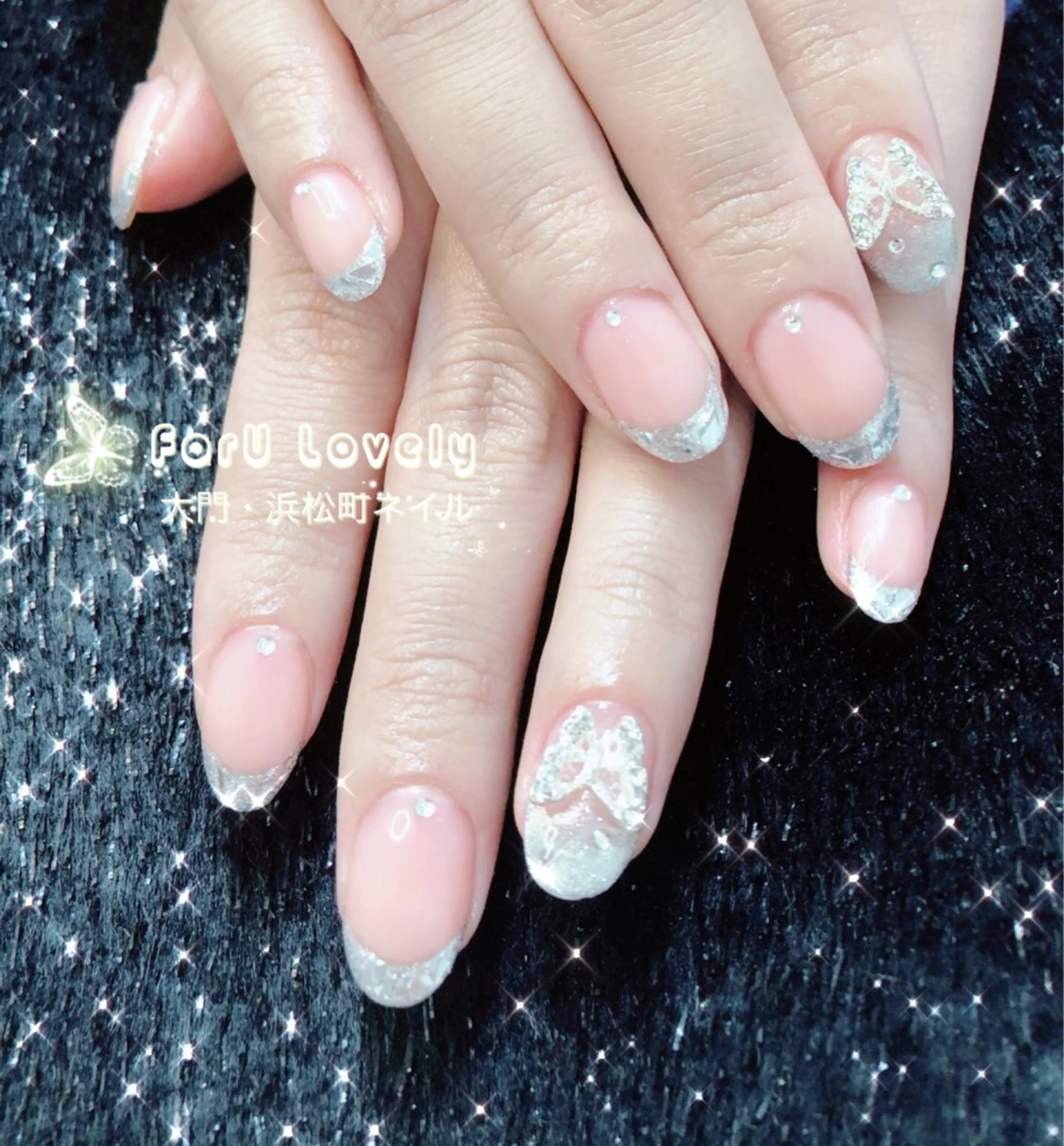 ネイル フットネイル フレンチネイル ジェルネイル ガラスフレンチ ハート ハンドネイル ハンドケア 大門浜松町 ネイルのネイルデザイン