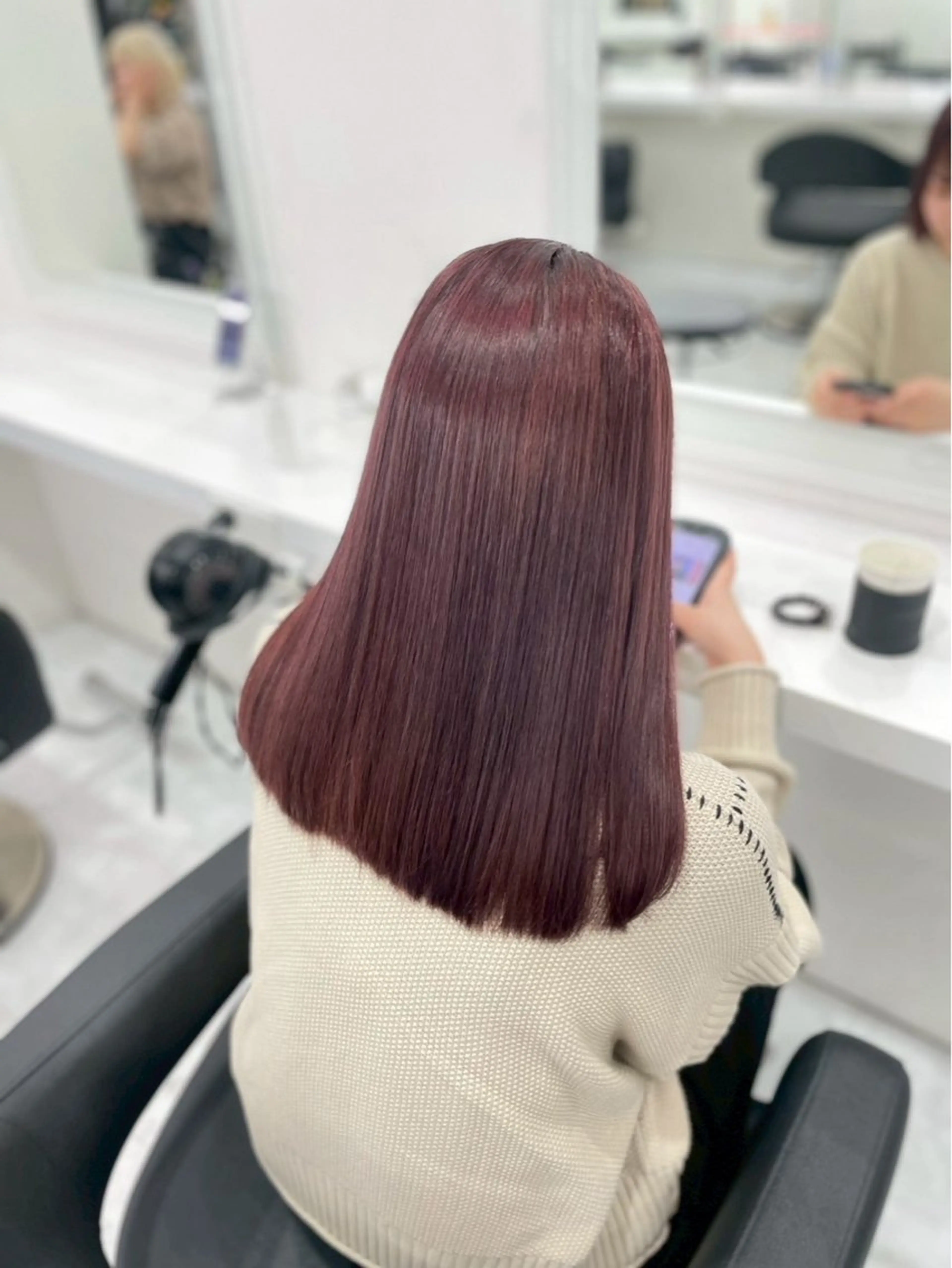 セミロング カラー ヘアアレンジ ヘアカラー トリートメント 暖色・髪質改善🍒 吉武杏莉のヘアスタイル
