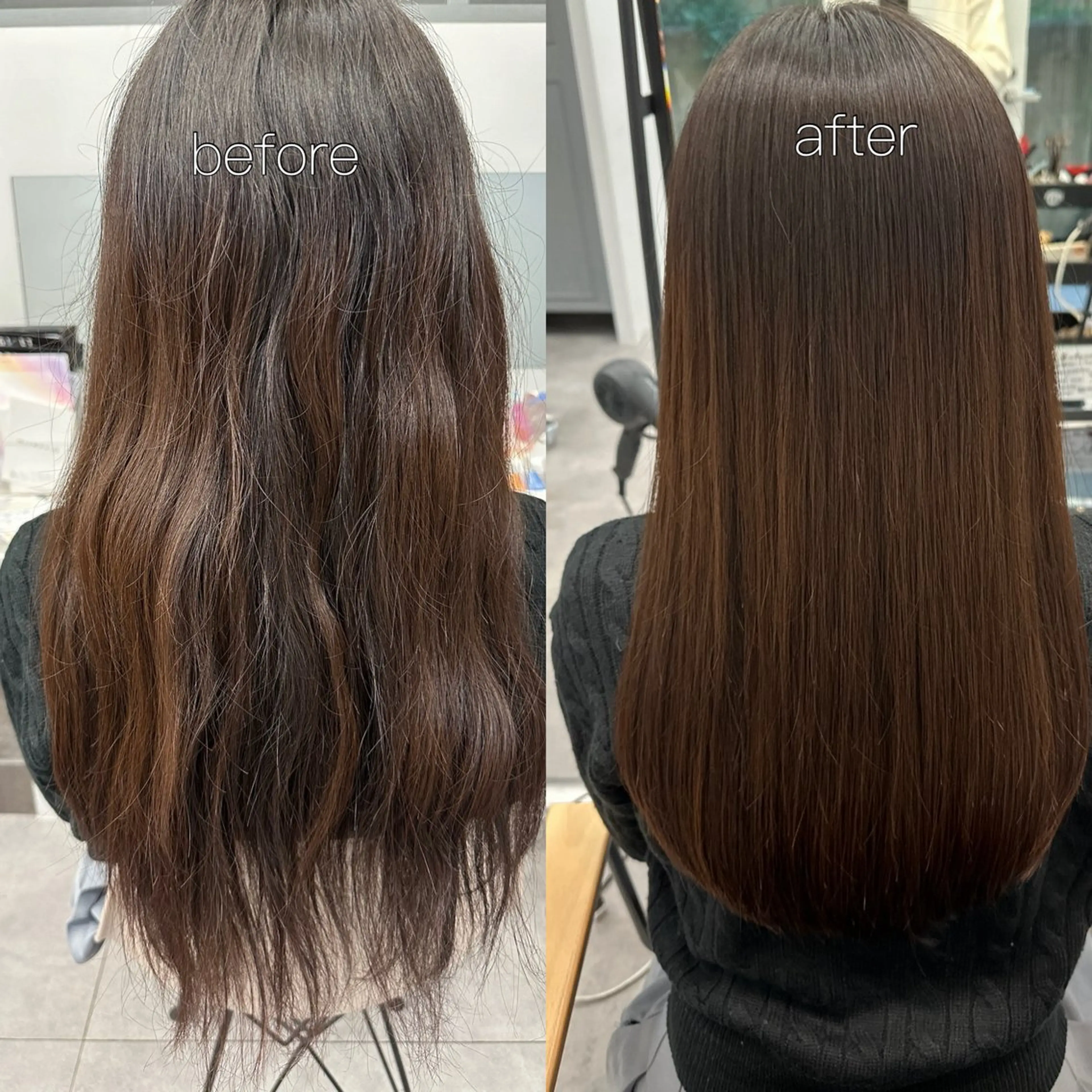 セミロング 縮毛矯正 🎀miyu🎀 カラー/縮毛矯正のヘアスタイル