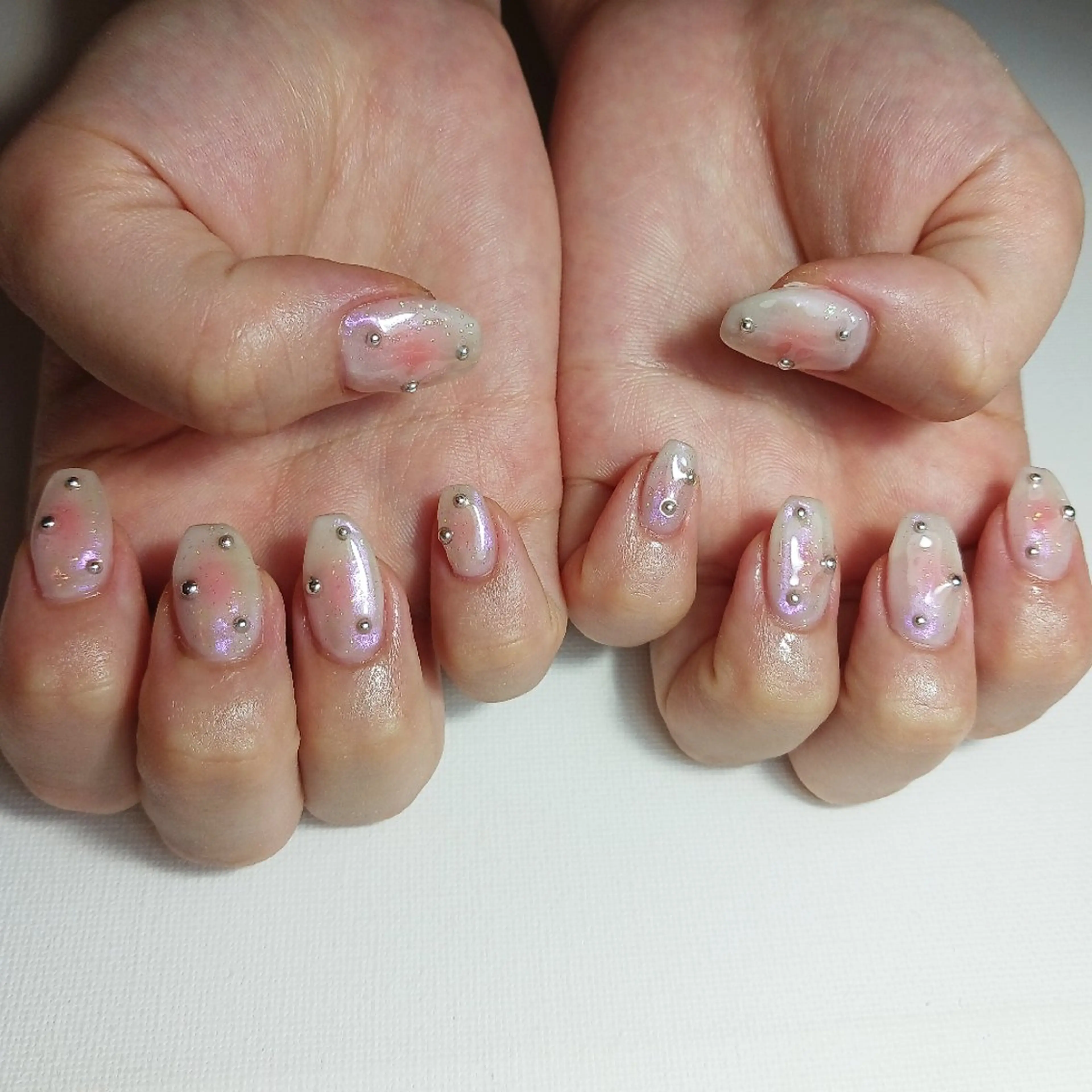 ネイル オーロラネイル チークネイル ジェルネイル 持ち込み ショートネイル ハンドネイル owlnail /持込みデザイン専門のネイルデザイン