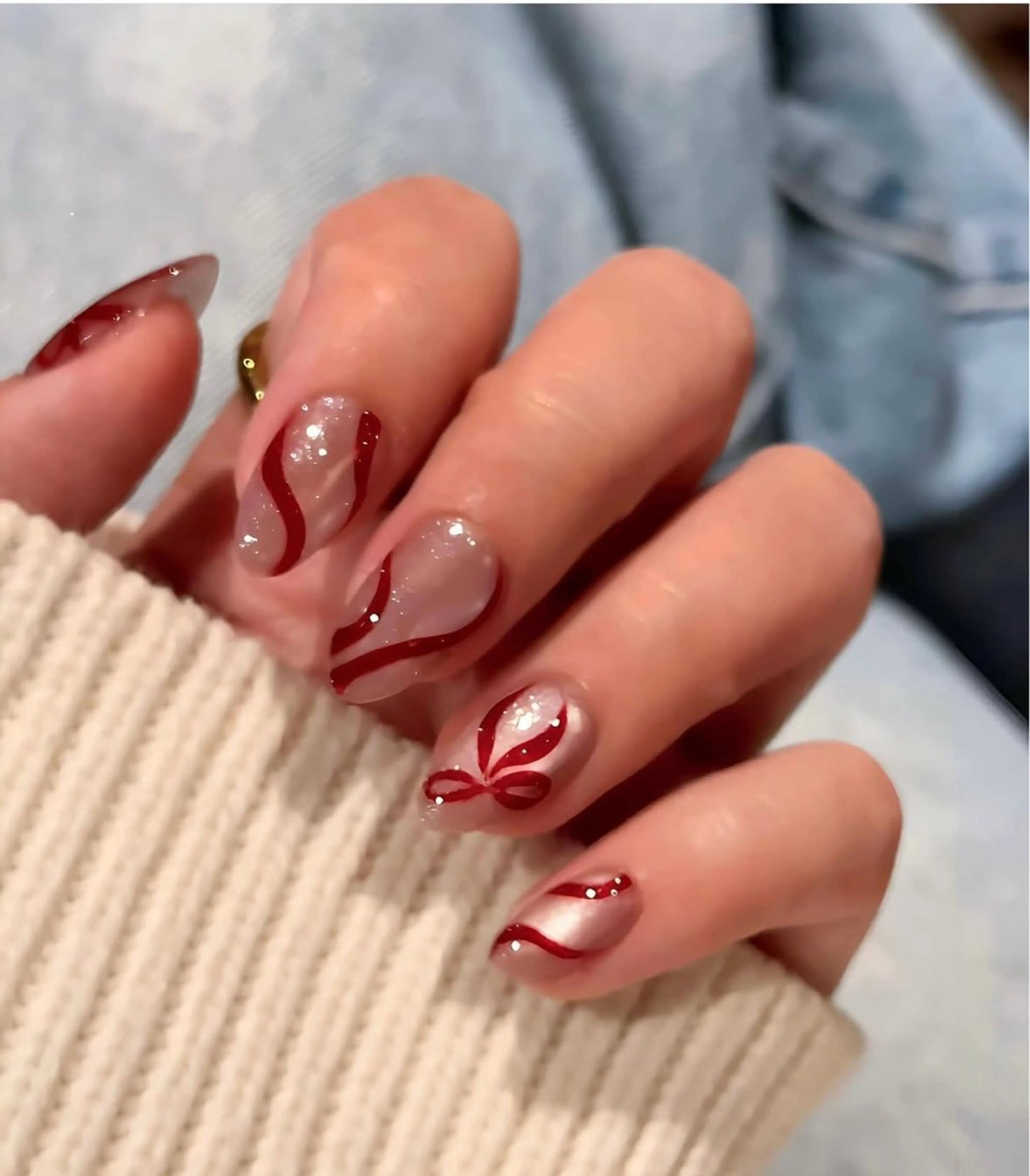 ネイル アートネイル オーロラネイル チークネイル フレンチネイル ガラスフレンチ ハンドネイル 🎀🎀YooLi Nail Salonのネイルデザイン