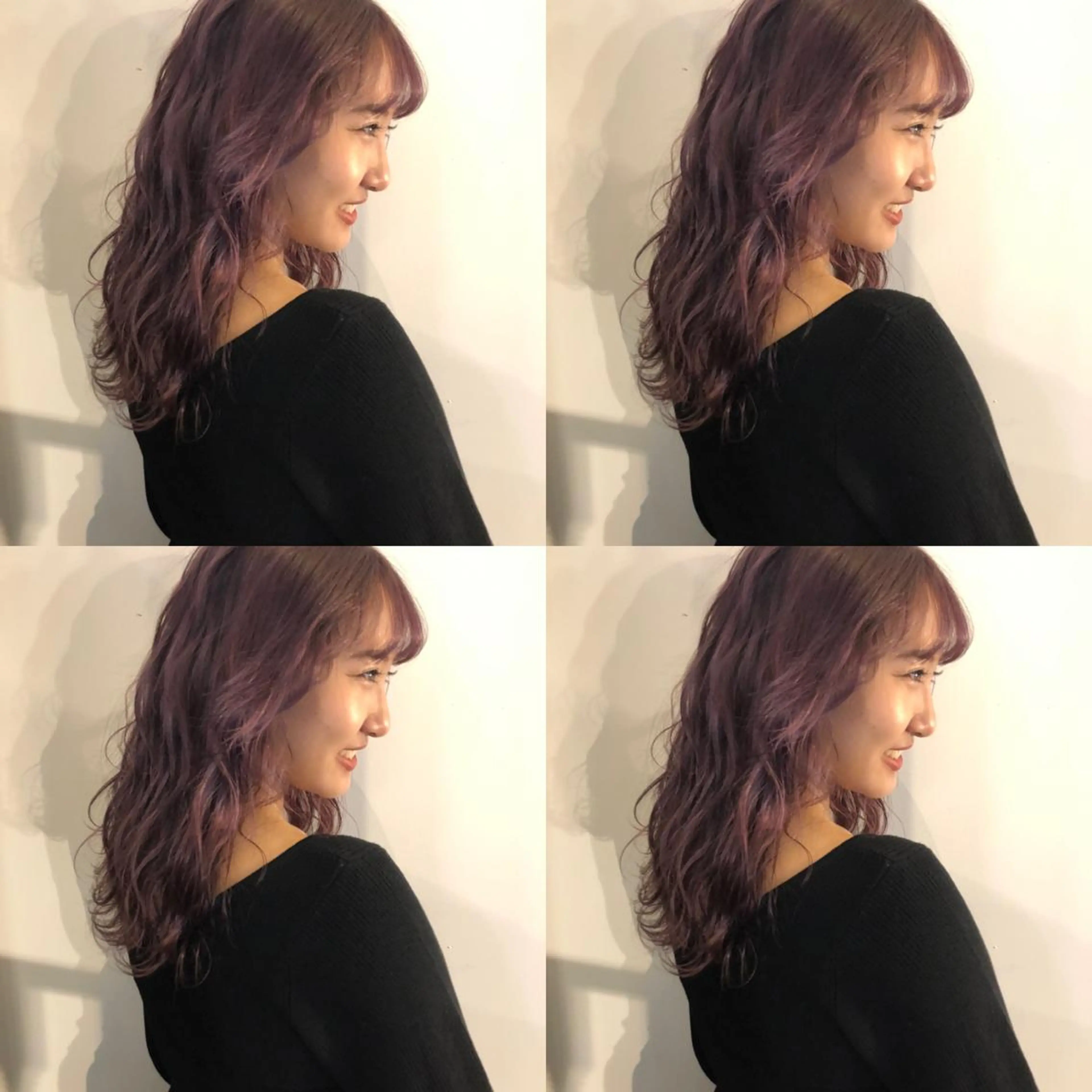 セミロング カラー パープルカラー ヘアカラー イシカワ エリナのヘアスタイル