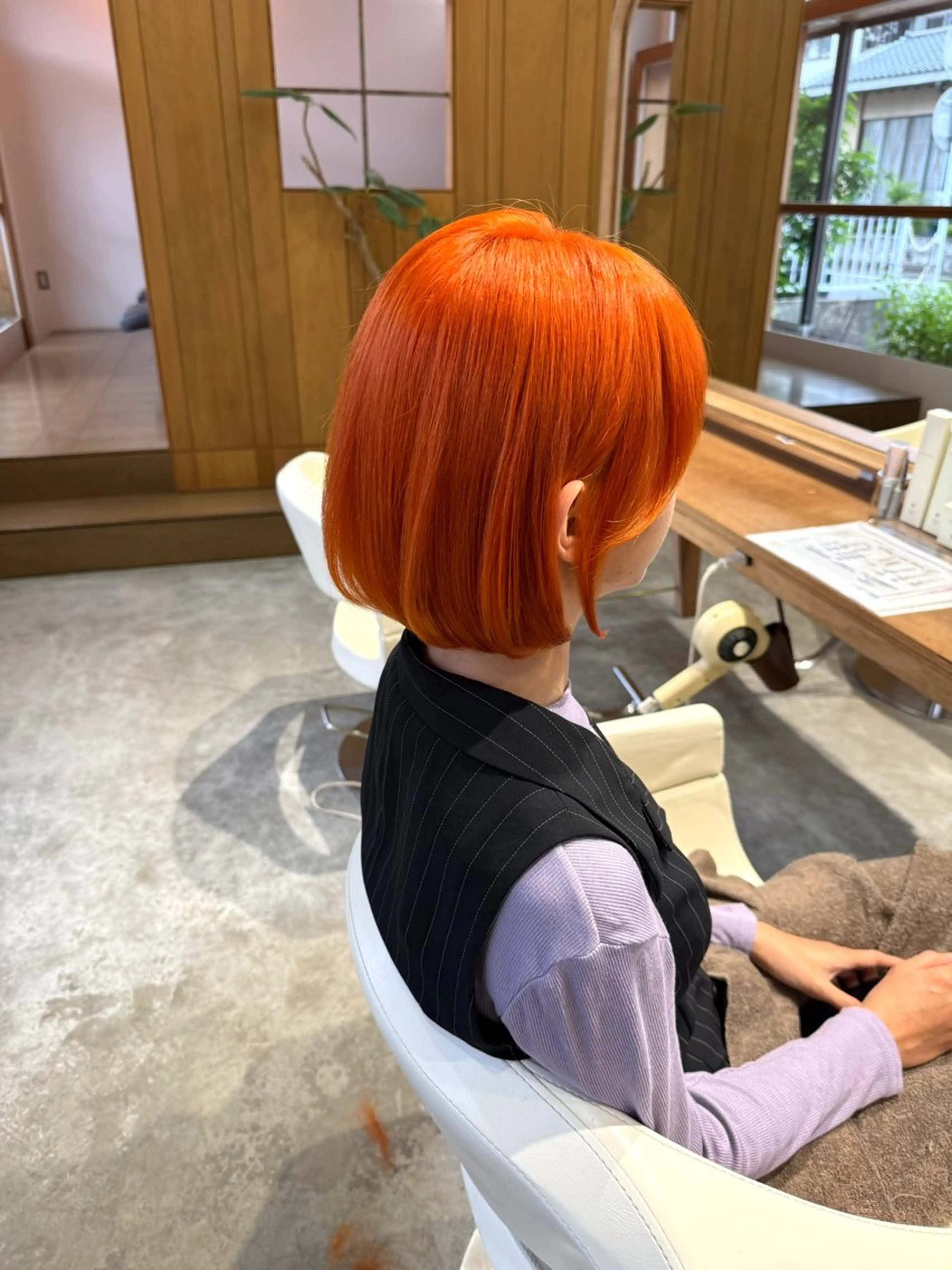 ミディアム カラー ブリーチ オレンジ ヘアカラー フラム所属・WATANABE MISAKIのヘアスタイル