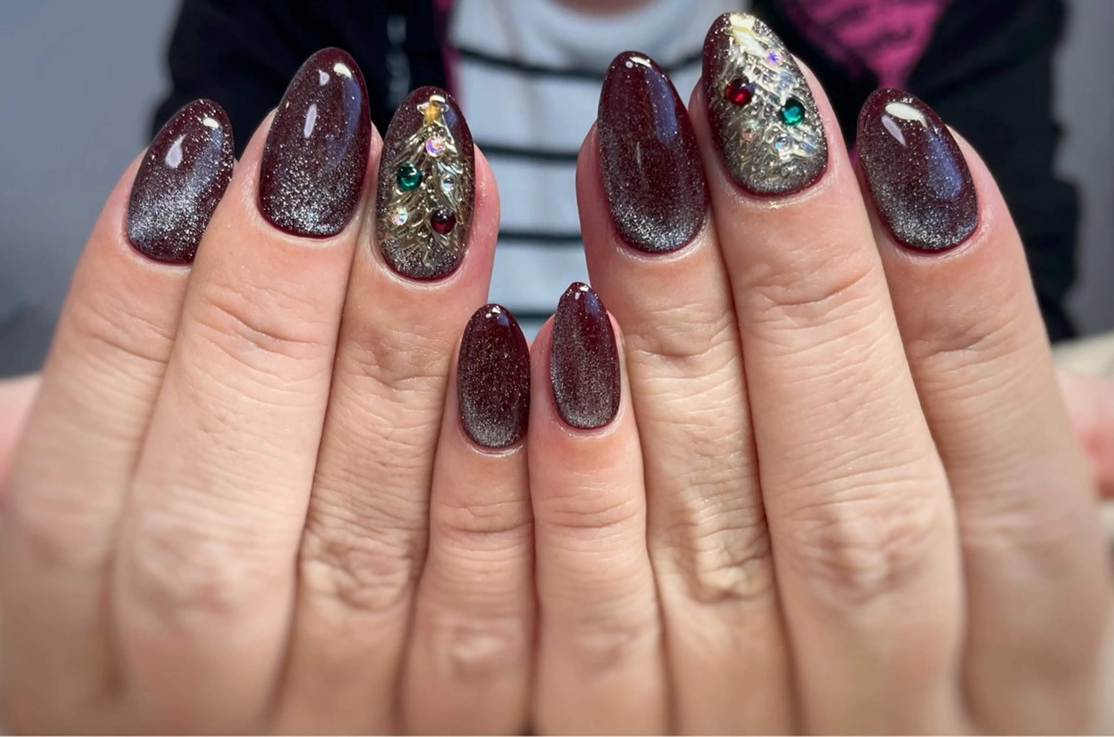 ネイル ボルドー マグネットネイル ミラーネイル ハンドネイル nail ayacaのネイルデザイン