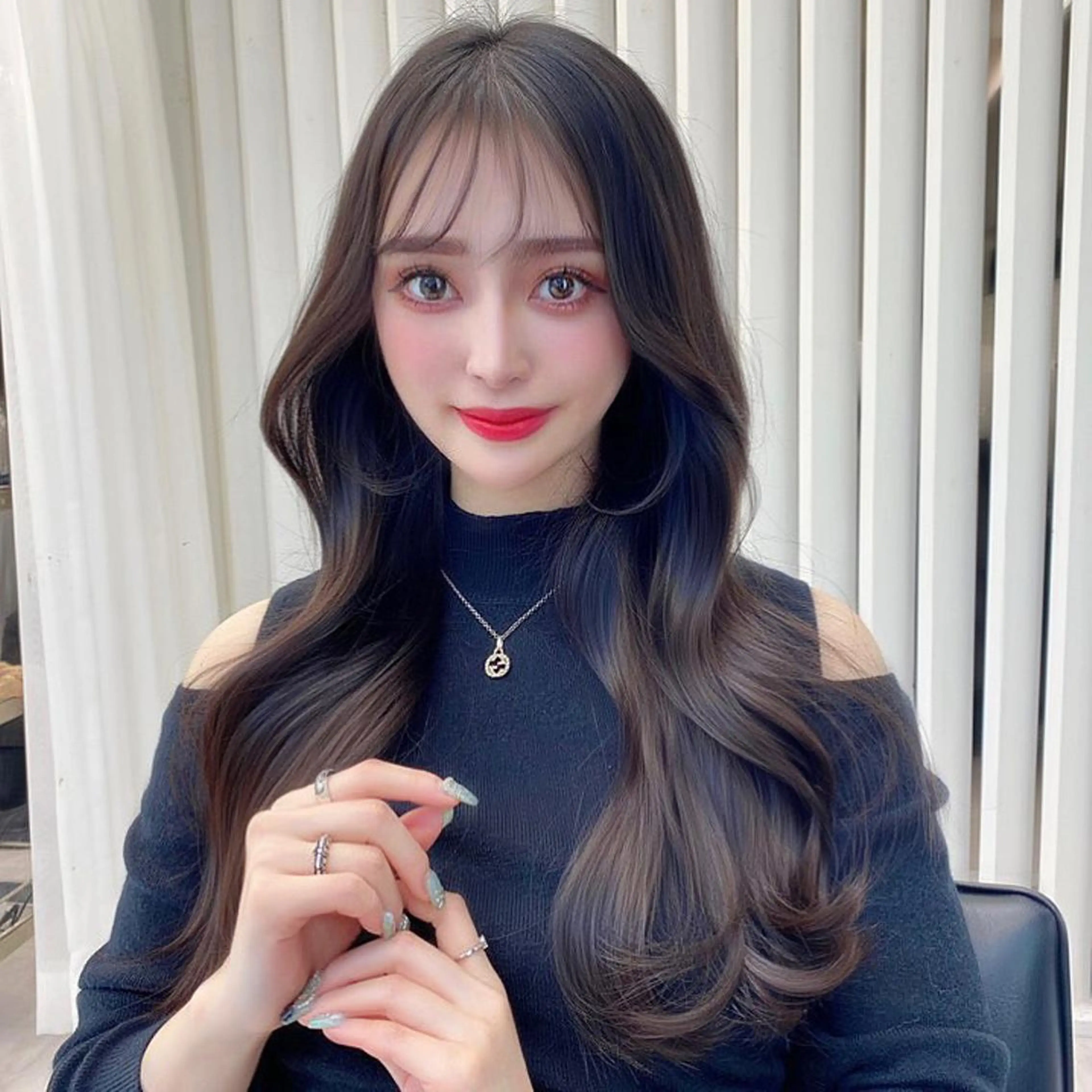 ロング カット ヘアカラー トリートメント 韓国ヘア♡ 顔まわりカットayaのヘアスタイル