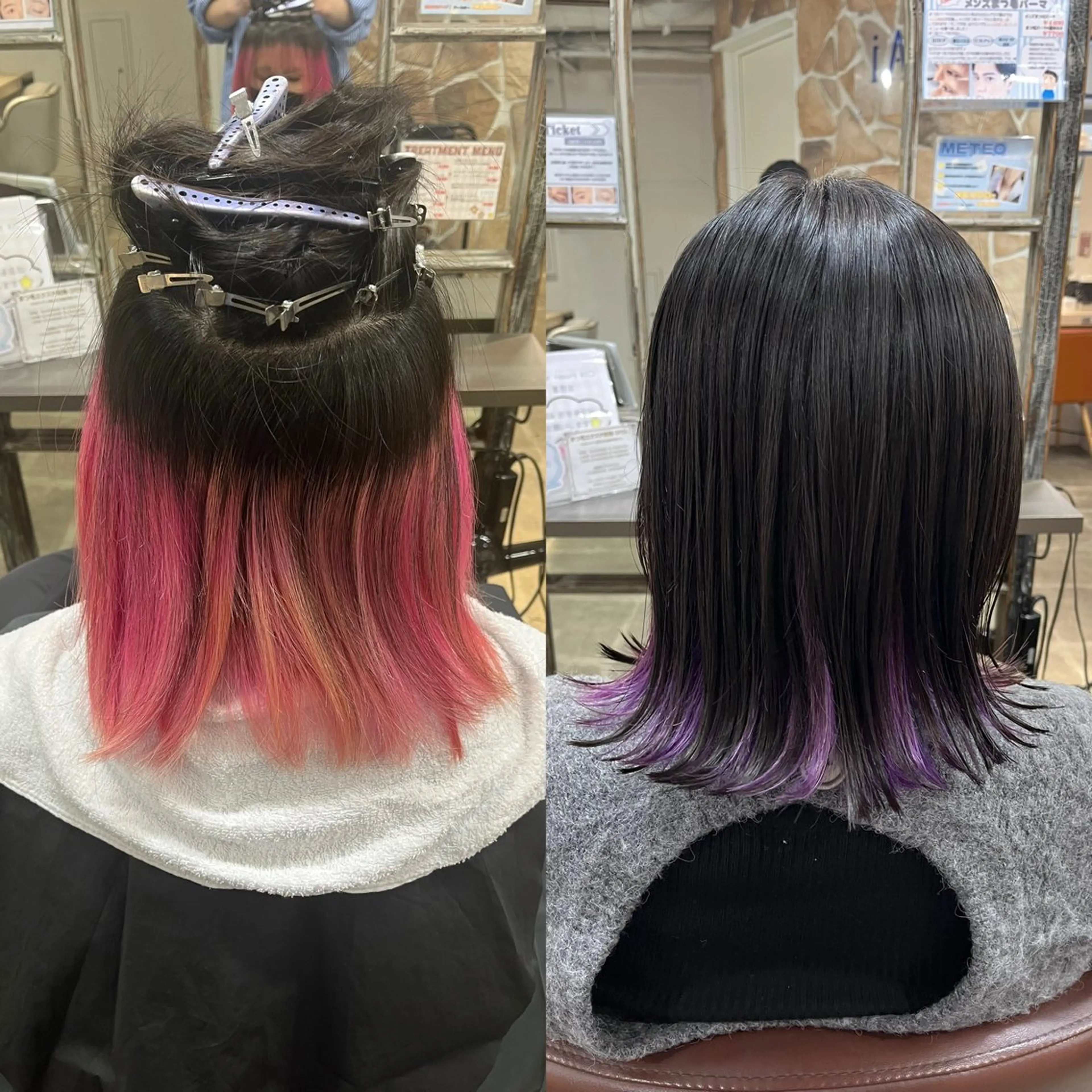 ミディアム パープルカラー ボブ 外ハネヘア ヘアカラー ヲタク美容師 店長　上原のヘアスタイル