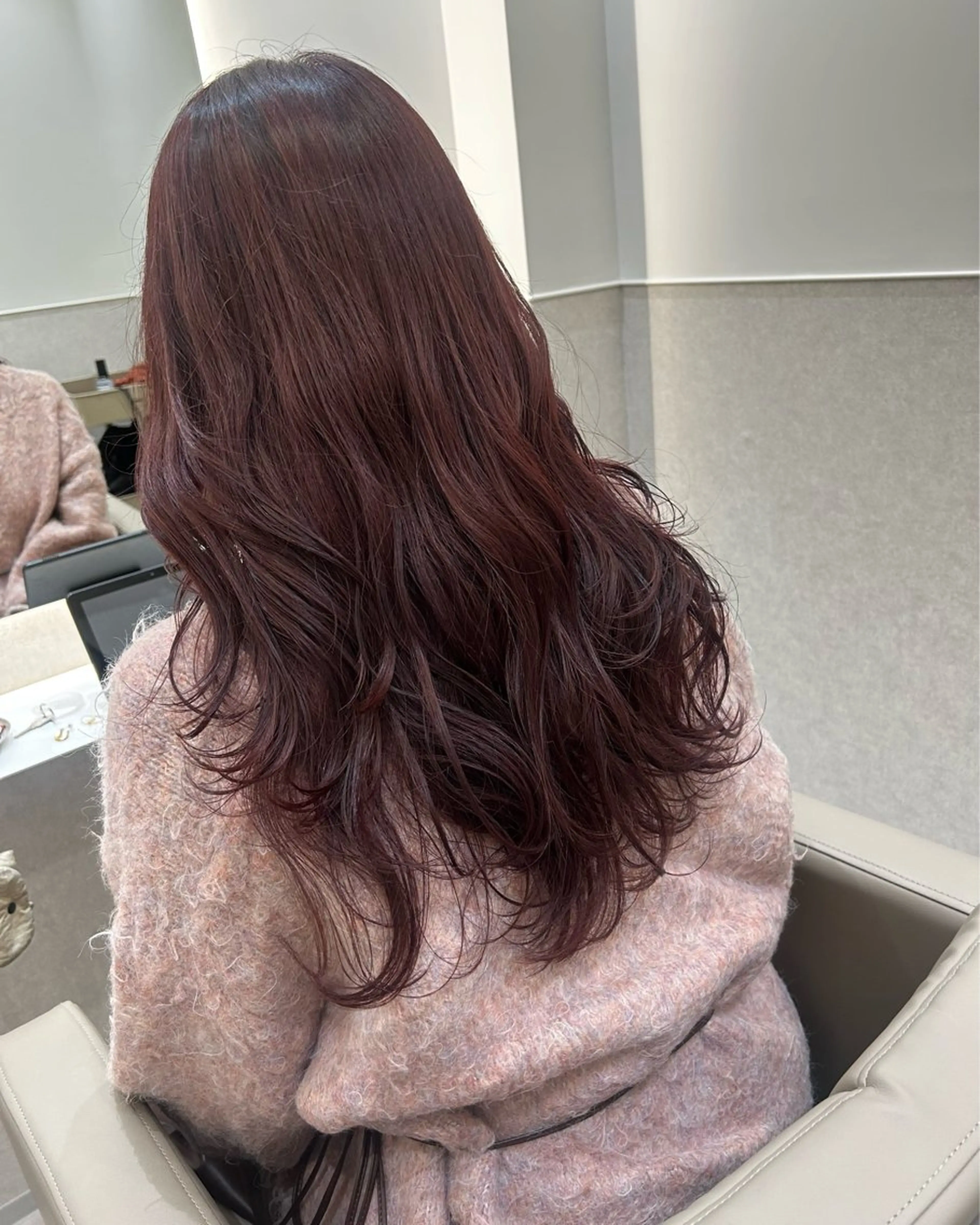 ロング カラー ダブルカラー ピンクカラー レイヤーカット カット ヘアカラー トリートメント 韓国ヘア nanahaのヘアスタイル