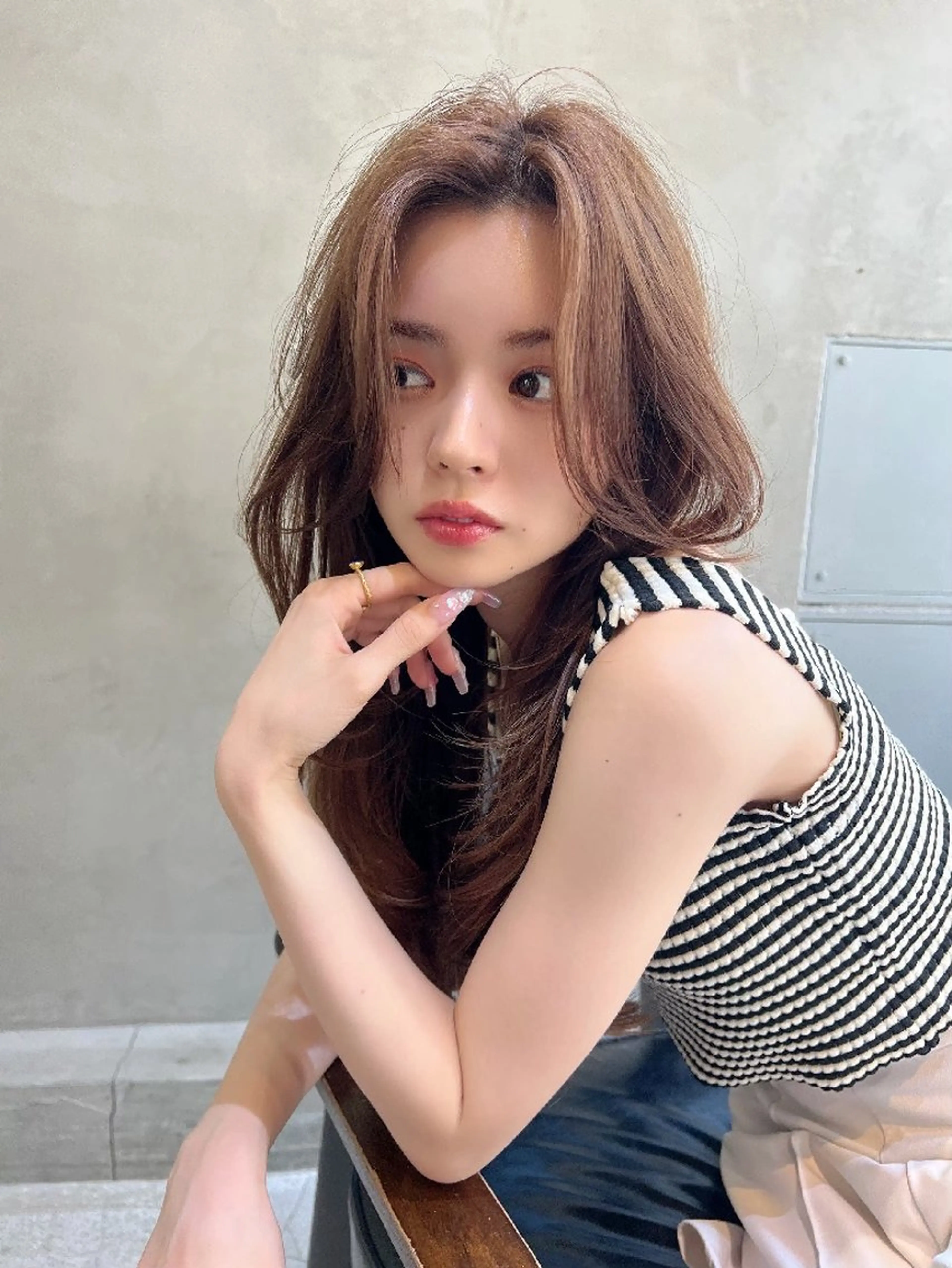 ミディアム カラー カット ヘアカラー トリートメント 髪質改善／レイヤー /柔らかさ/清水のヘアスタイル