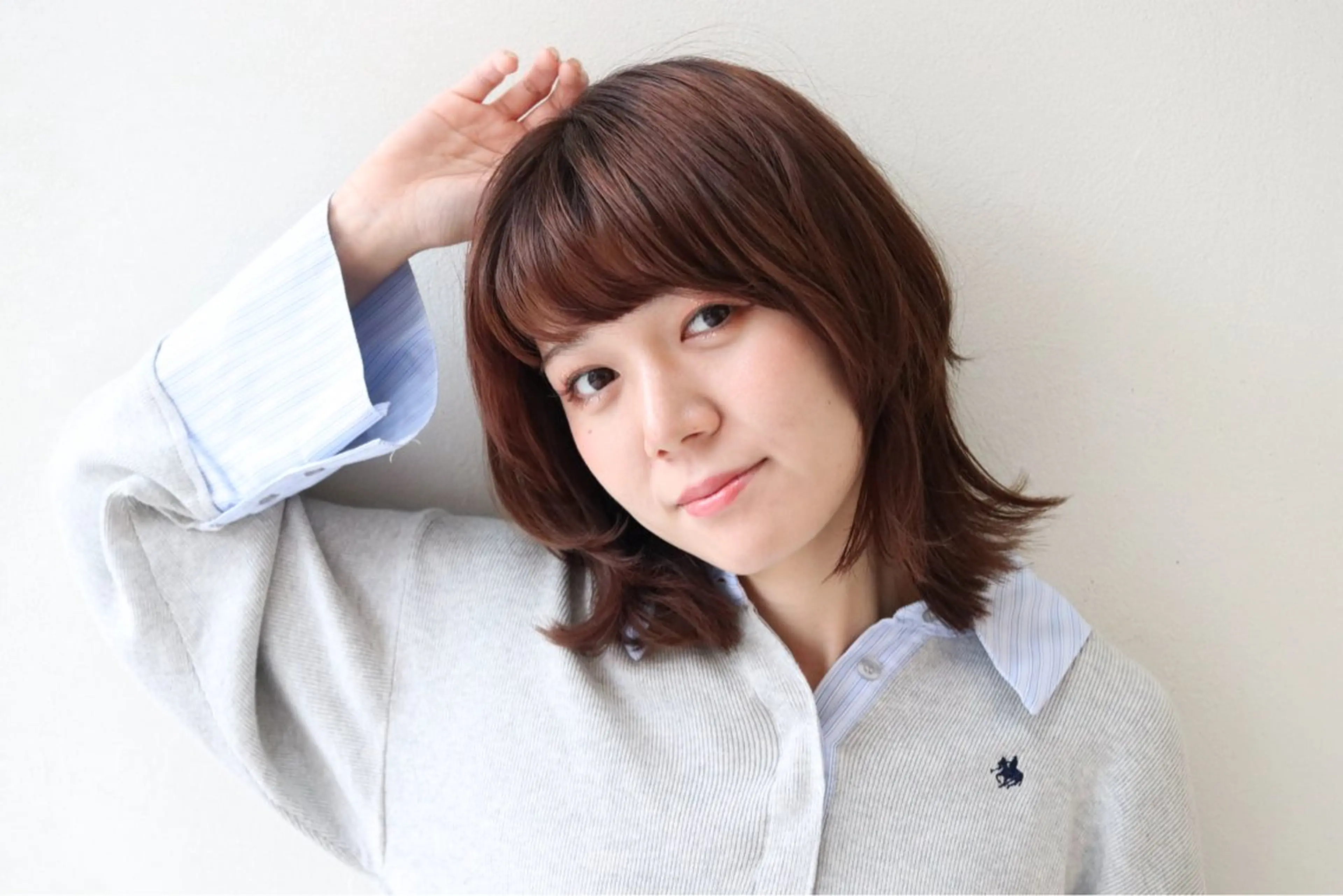 ミディアム ヘアカラー 一宮　　透明感カラー 髪質改善　ヘッドスパのヘアスタイル