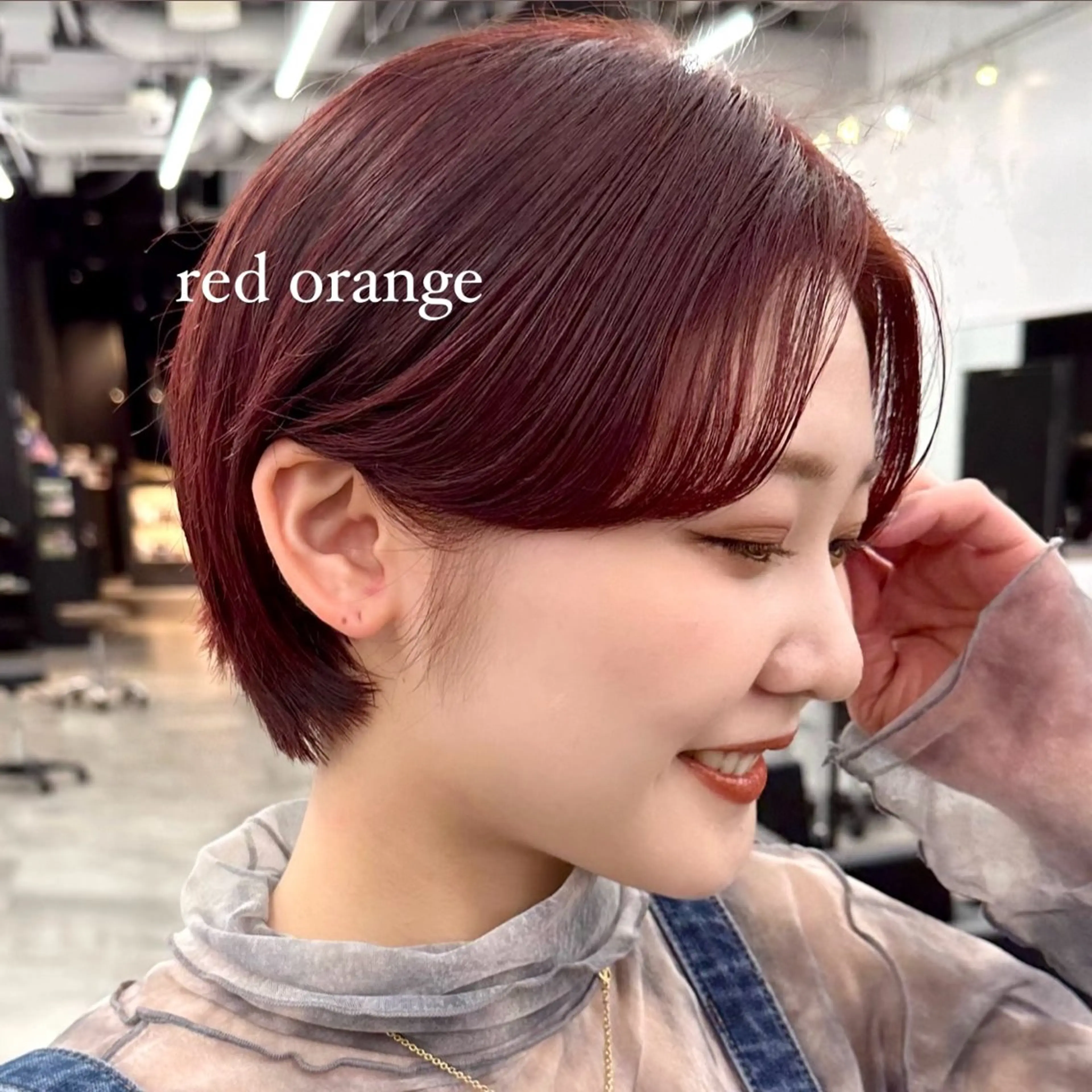 ショート カラー ヘアアレンジ ブリーチ ダブルカラー ブリーチなしカラー オレンジ レッドカラー ボブ/レイヤー/ 艶髪/HANA💗のヘアスタイル