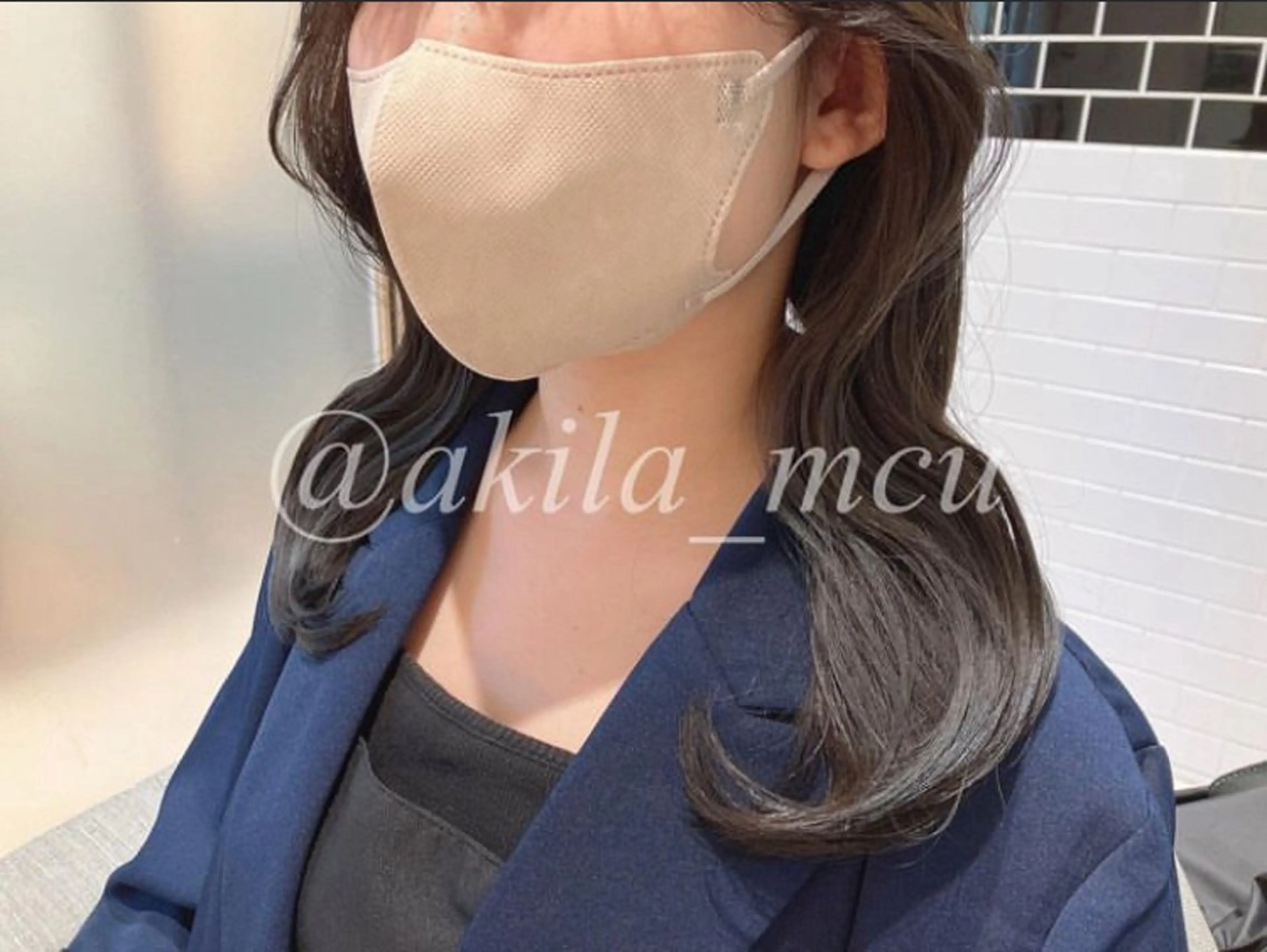 ロング カラー ヘアアレンジ アッシュ 透明感カラー グレージュ くびれヘア 顔周りカット エグチ アキラのヘアスタイル