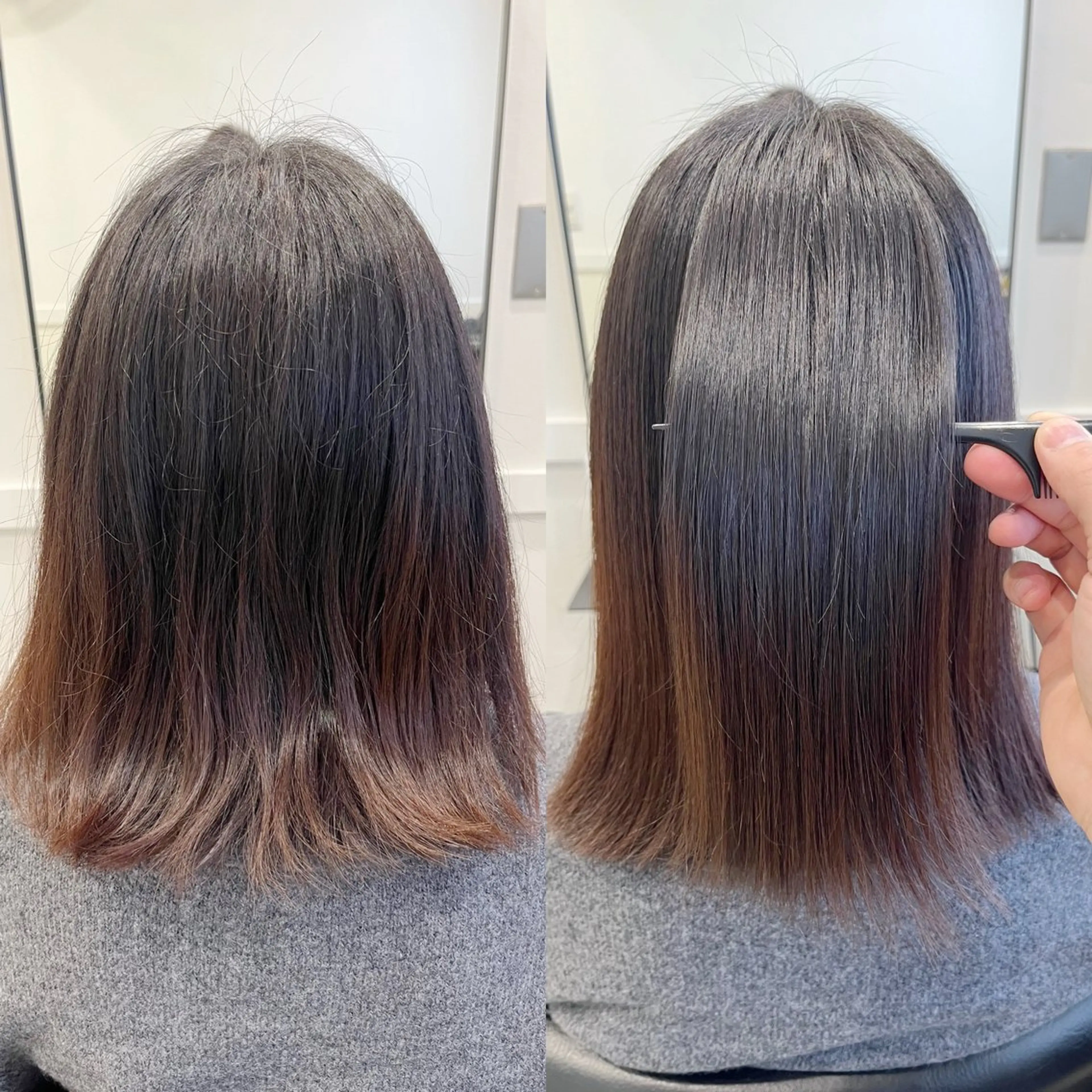 ミディアム 縮毛矯正/髪質改善 /レイヤー/韓国のヘアスタイル