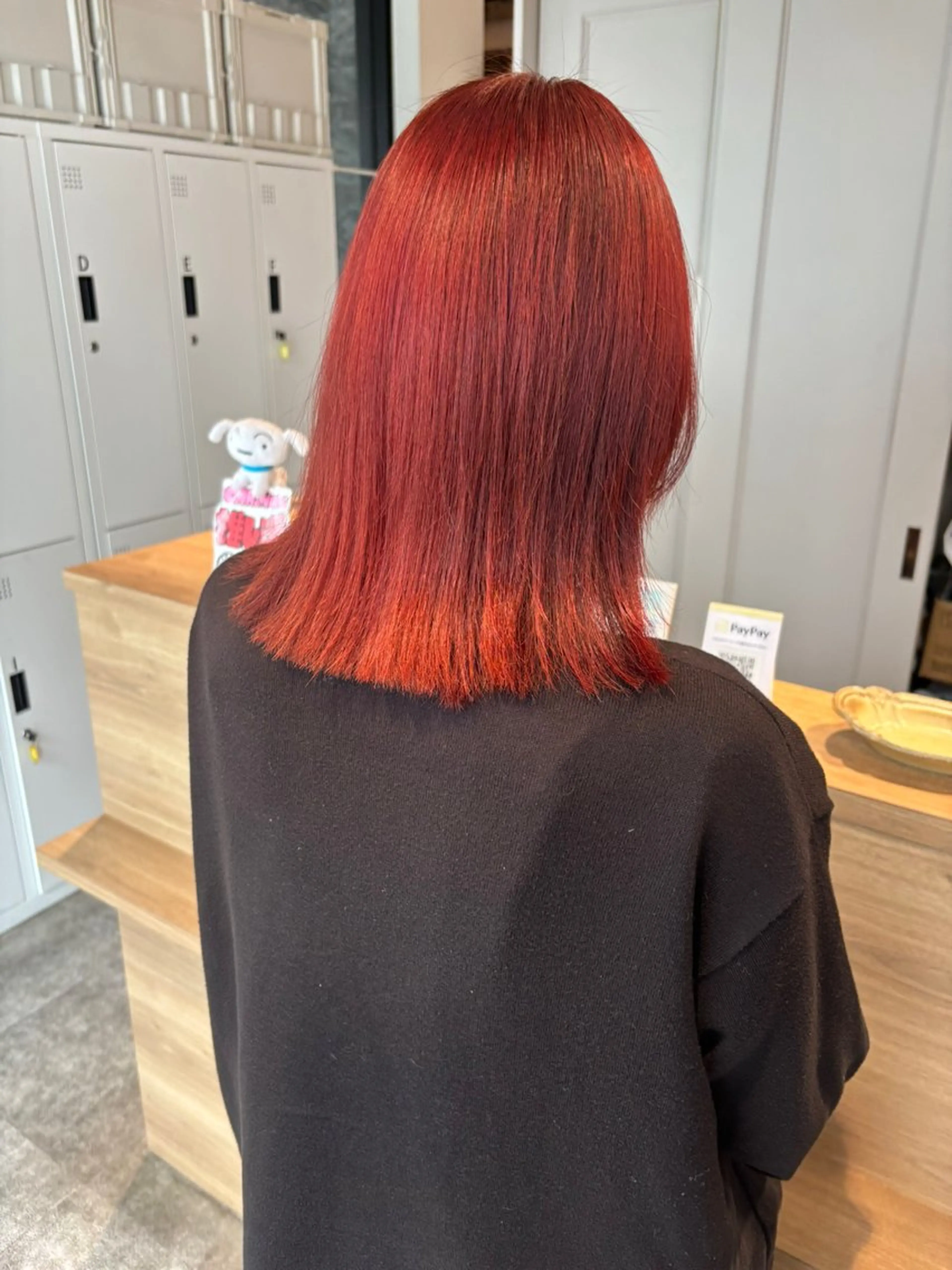 ミディアム カラー ブリーチ ダブルカラー ブリーチなしカラー レッドカラー カット ヘアカラー non .のヘアスタイル