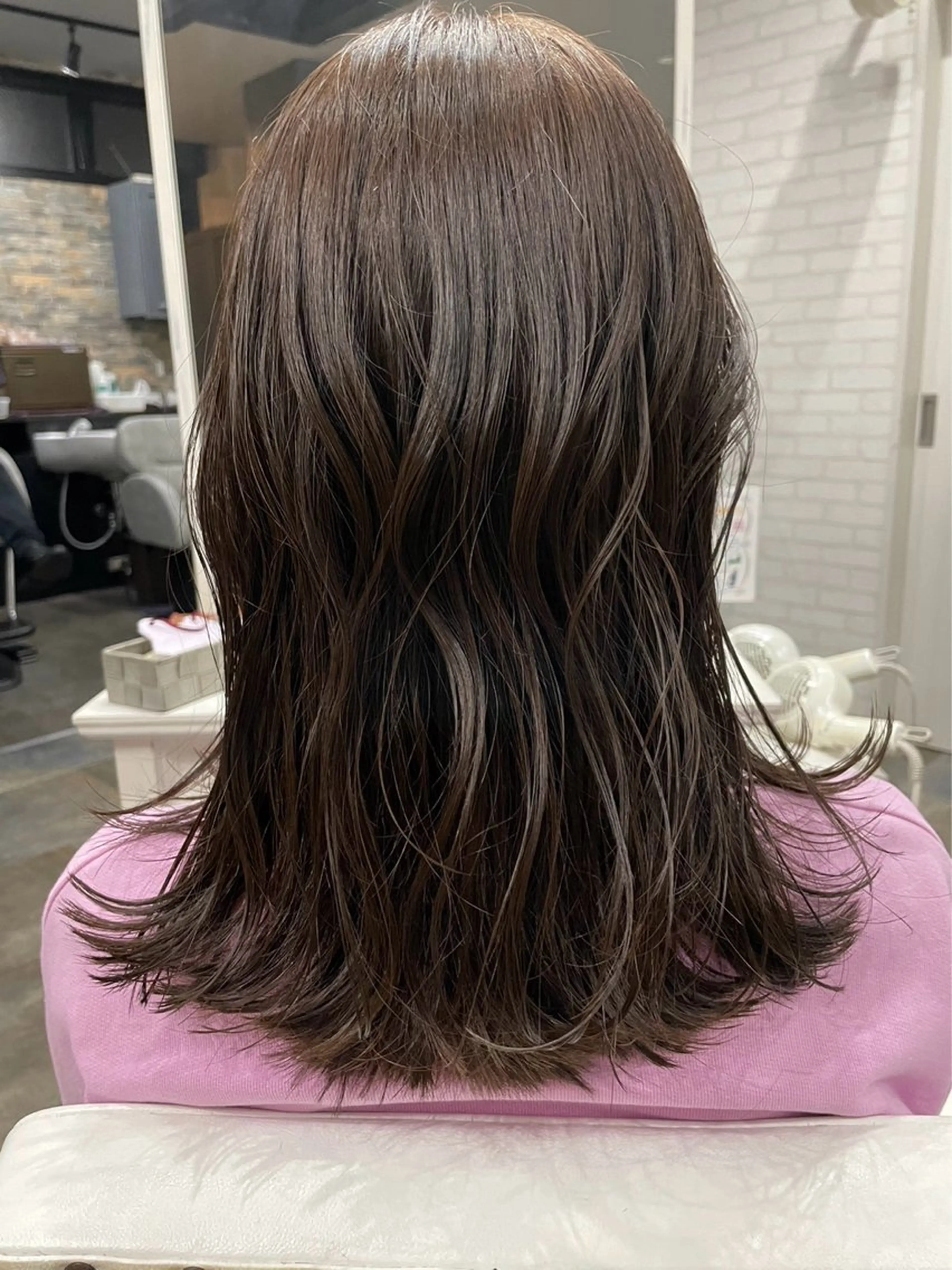 ミディアム ボブレイヤー ミディアムパーマ ミストバング ボブ ハイライト The Apartment of Solon Citta 船橋609所属・髪質改善/縮毛矯正/ 美髪/個室/ハラのヘアスタイル