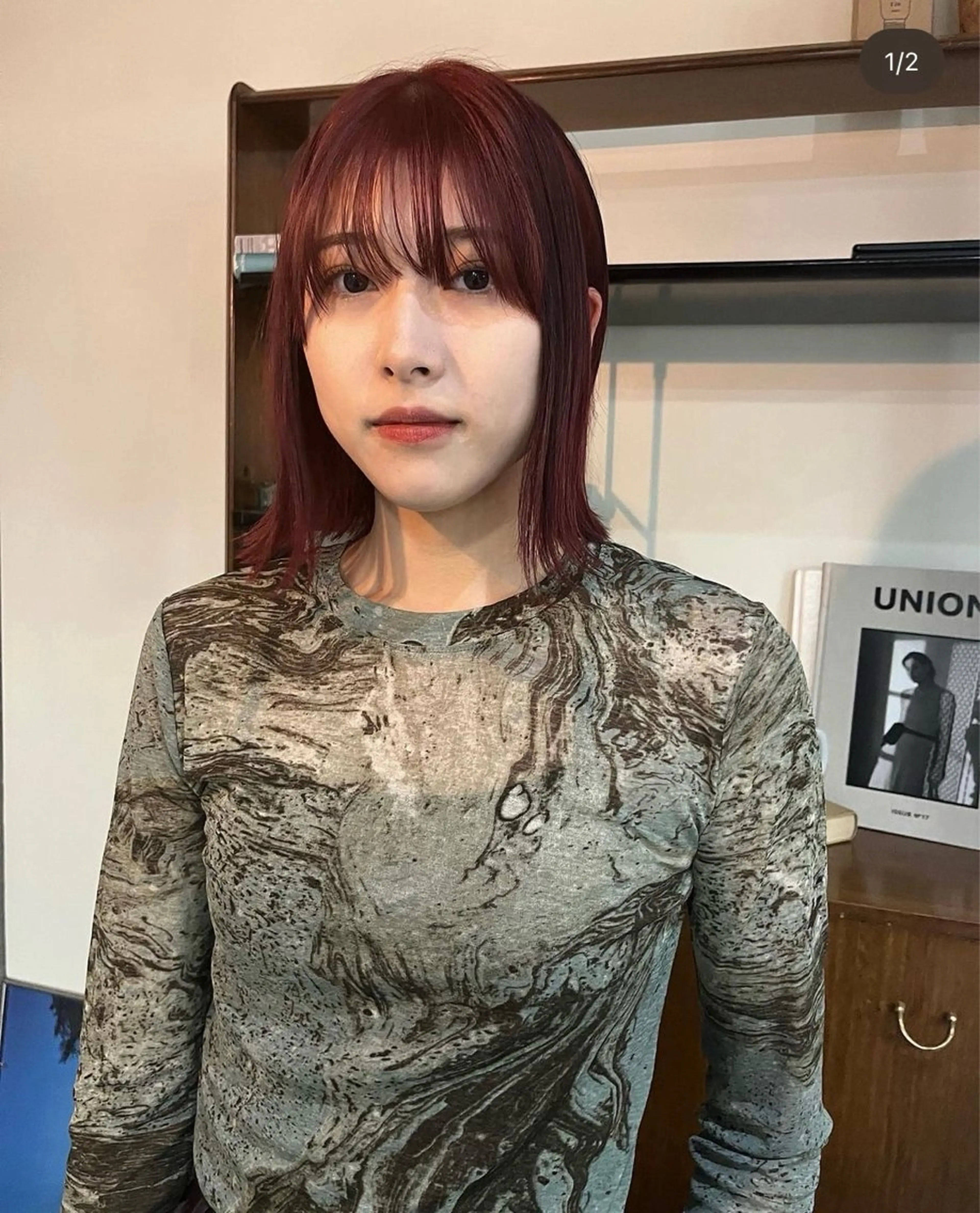 ミディアム カラー 韓国ヘア/ボブ/レ イヤー/ EMIRIのヘアスタイル