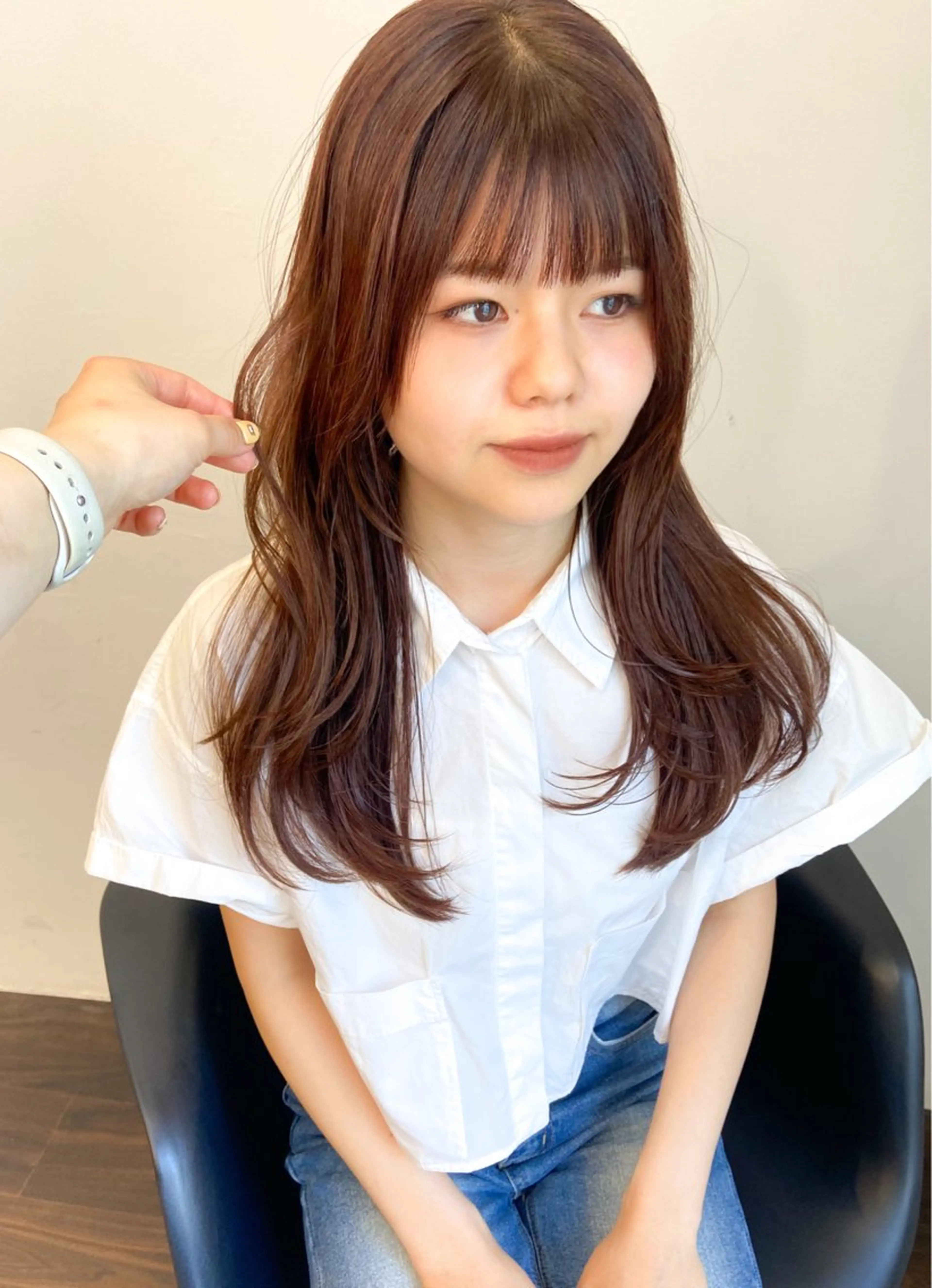 ミディアム カラー パーマ ヘアアレンジ ミディアムレイヤー ブラウンカラー レイヤーカット 似合わせカット ニュアンスパーマ 🌼memoto 東三国店🌼のマツエク・マツパデザイン