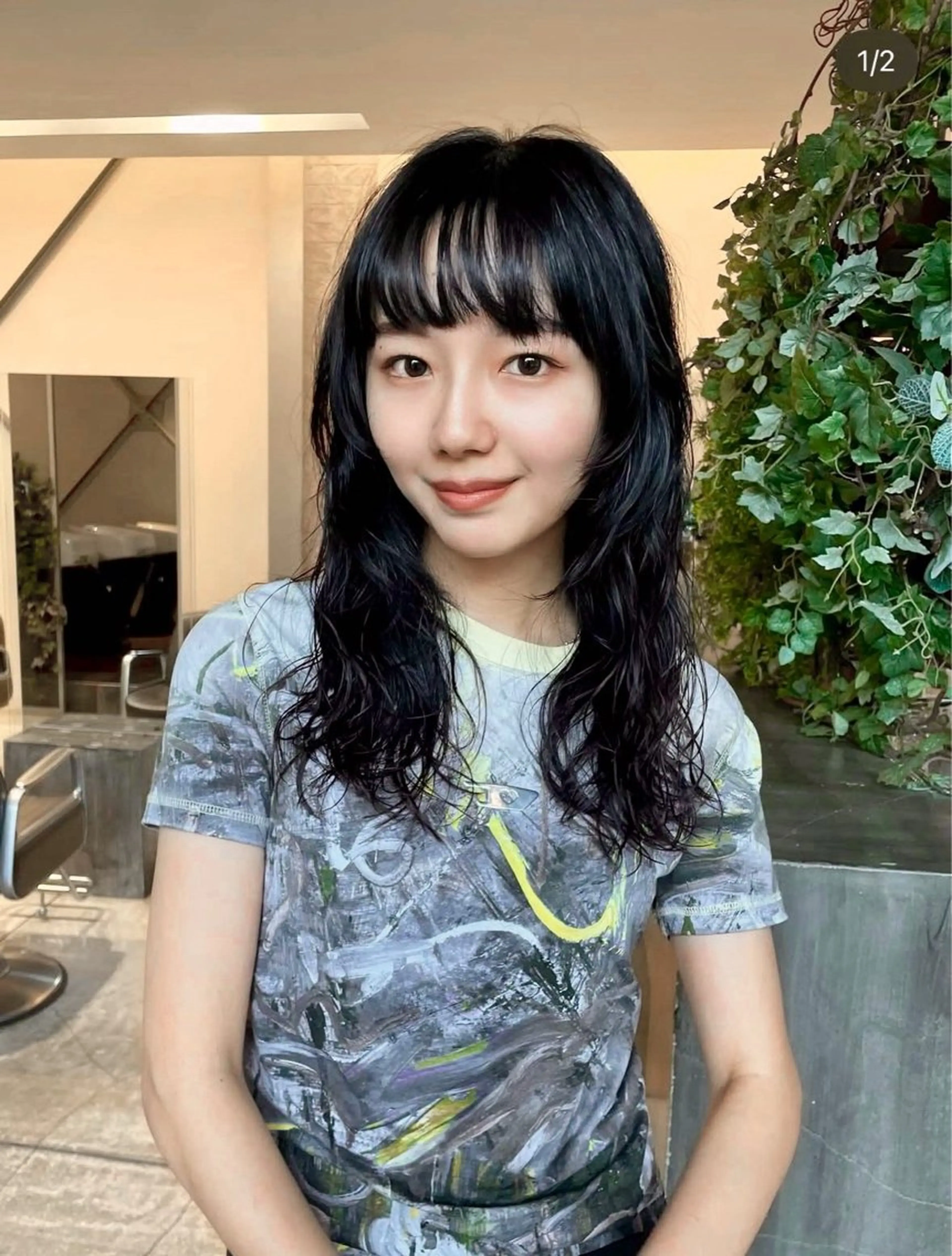 セミロング カット パーマ トリートメント 上平 綾菜のヘアスタイル