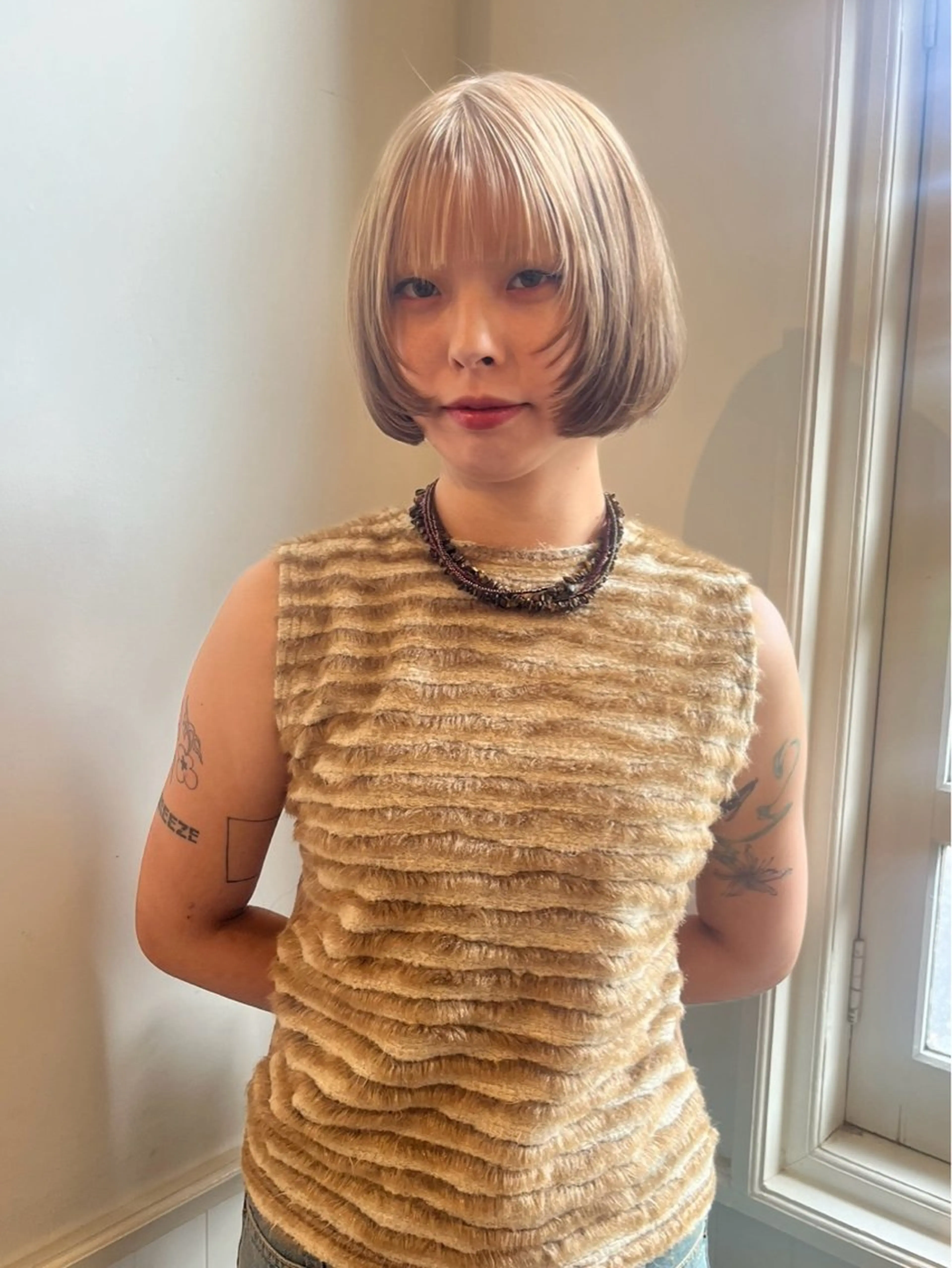 ショート カラー ナガノリノ /ボブ/ ベージュ/暖色のヘアスタイル