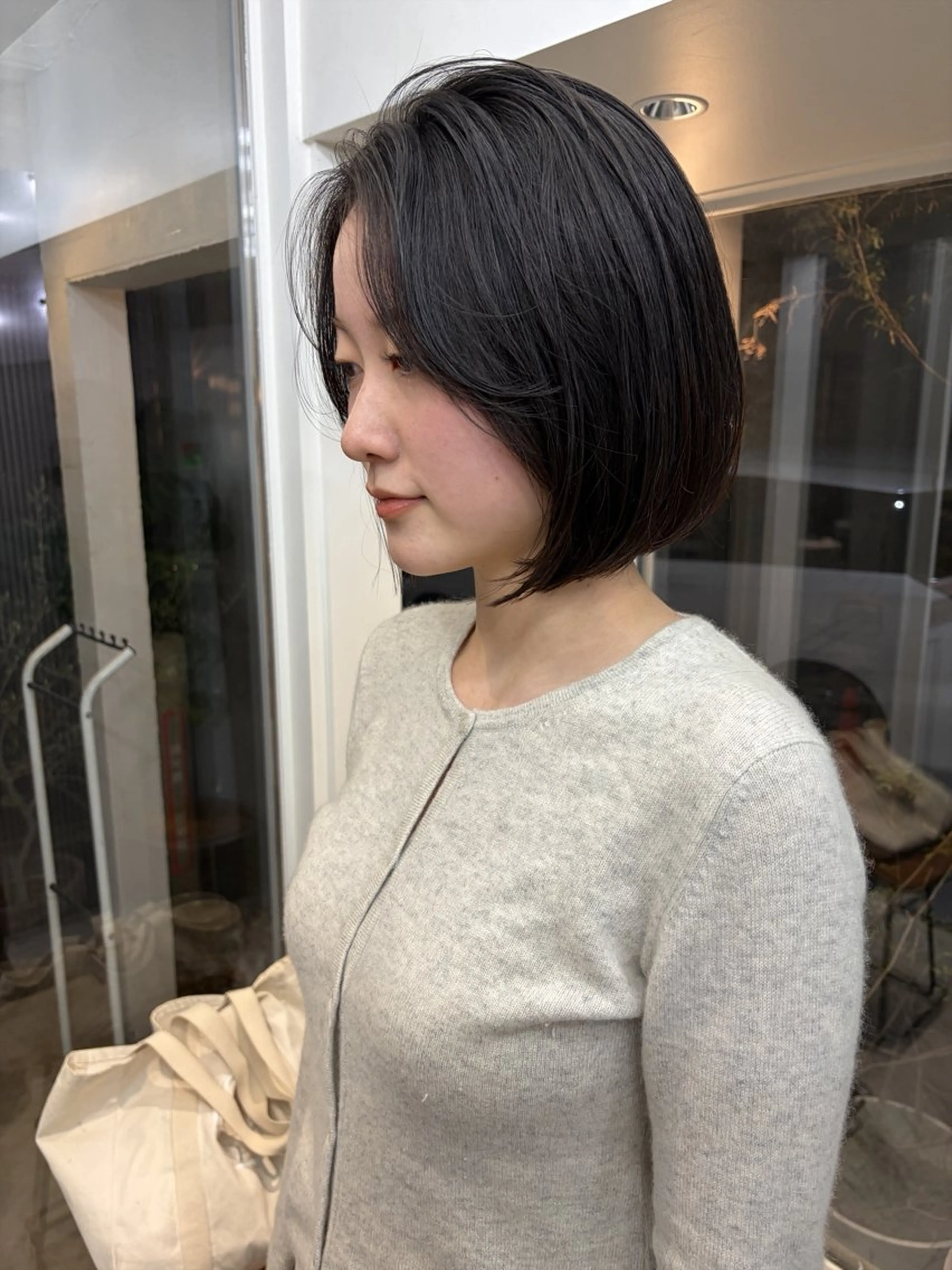 ショート ボブ カット トリートメント 赤み消しカラー/ オリーブ/トモキのヘアスタイル