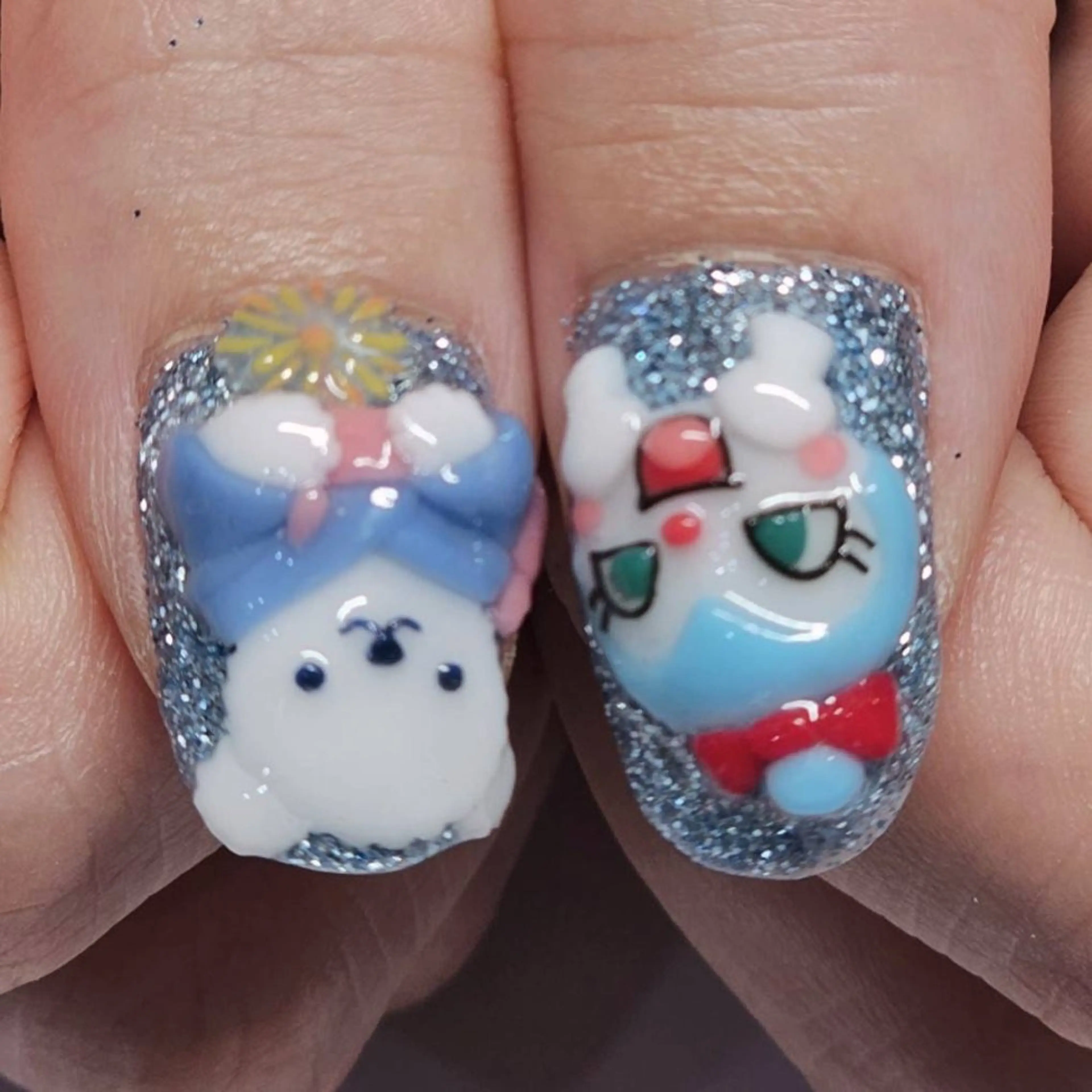 ネイル アートネイル ブルー ラメ(グリッター) 水色 ワンカラーネイル ハンドネイル よしだ ひろきのネイルデザイン