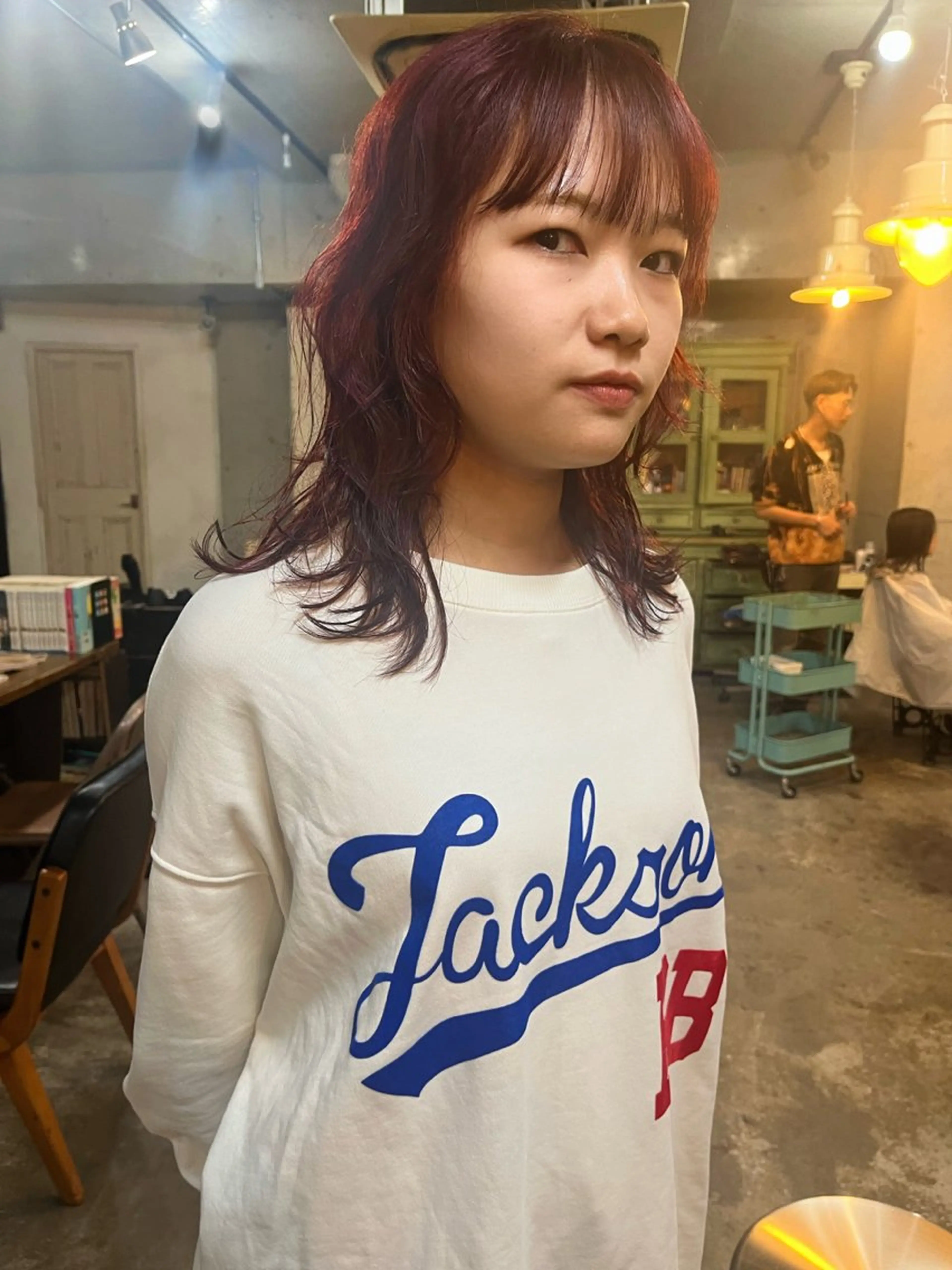 ミディアム カラー カット ヘアカラー トリートメント ハイトーン/顔まわり レイヤー/YUKAのヘアスタイル