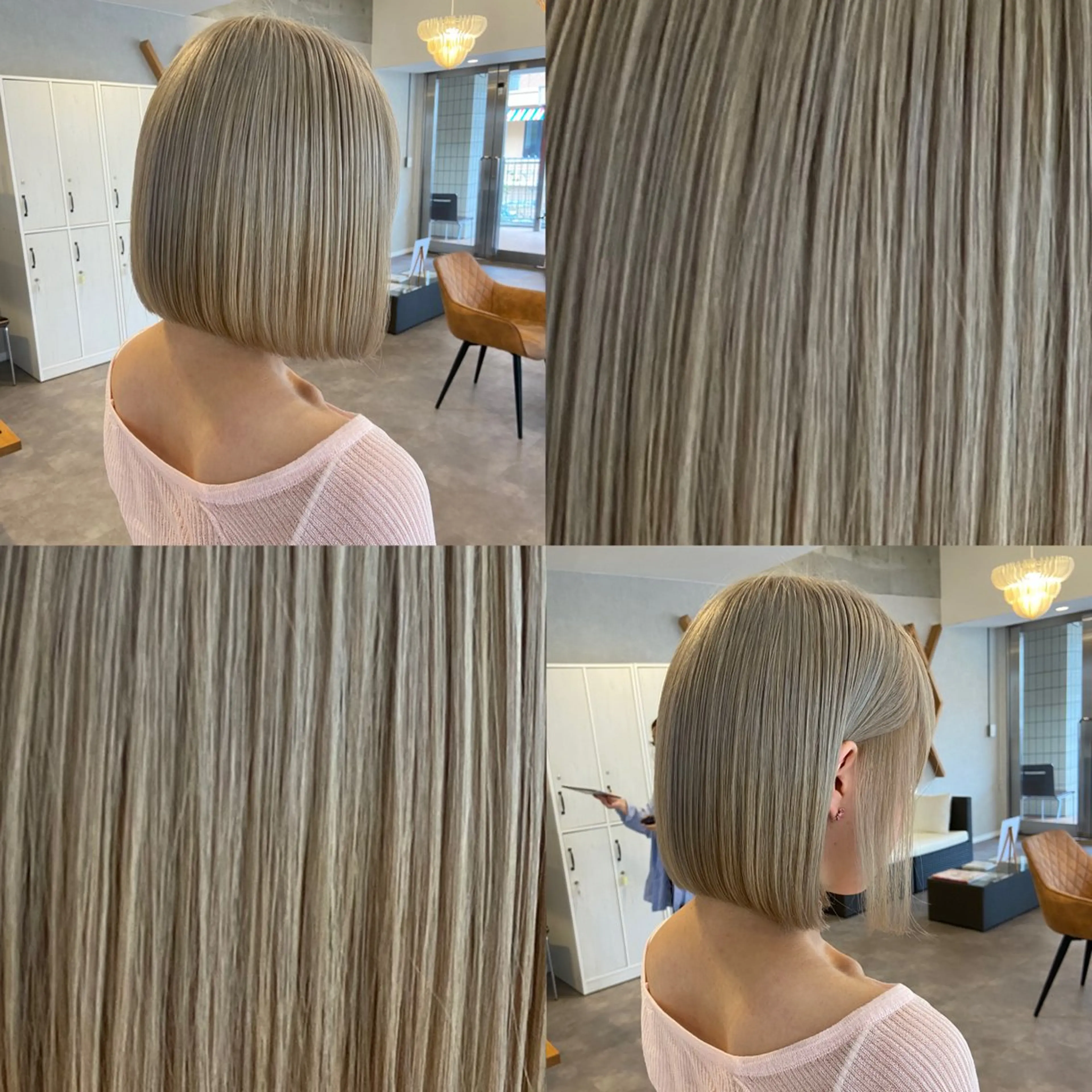 ショート カラー ベージュカラー ブリーチ ホワイトベージュ ヘアカラー トリートメント ELLE&SALLY 石野のヘアスタイル