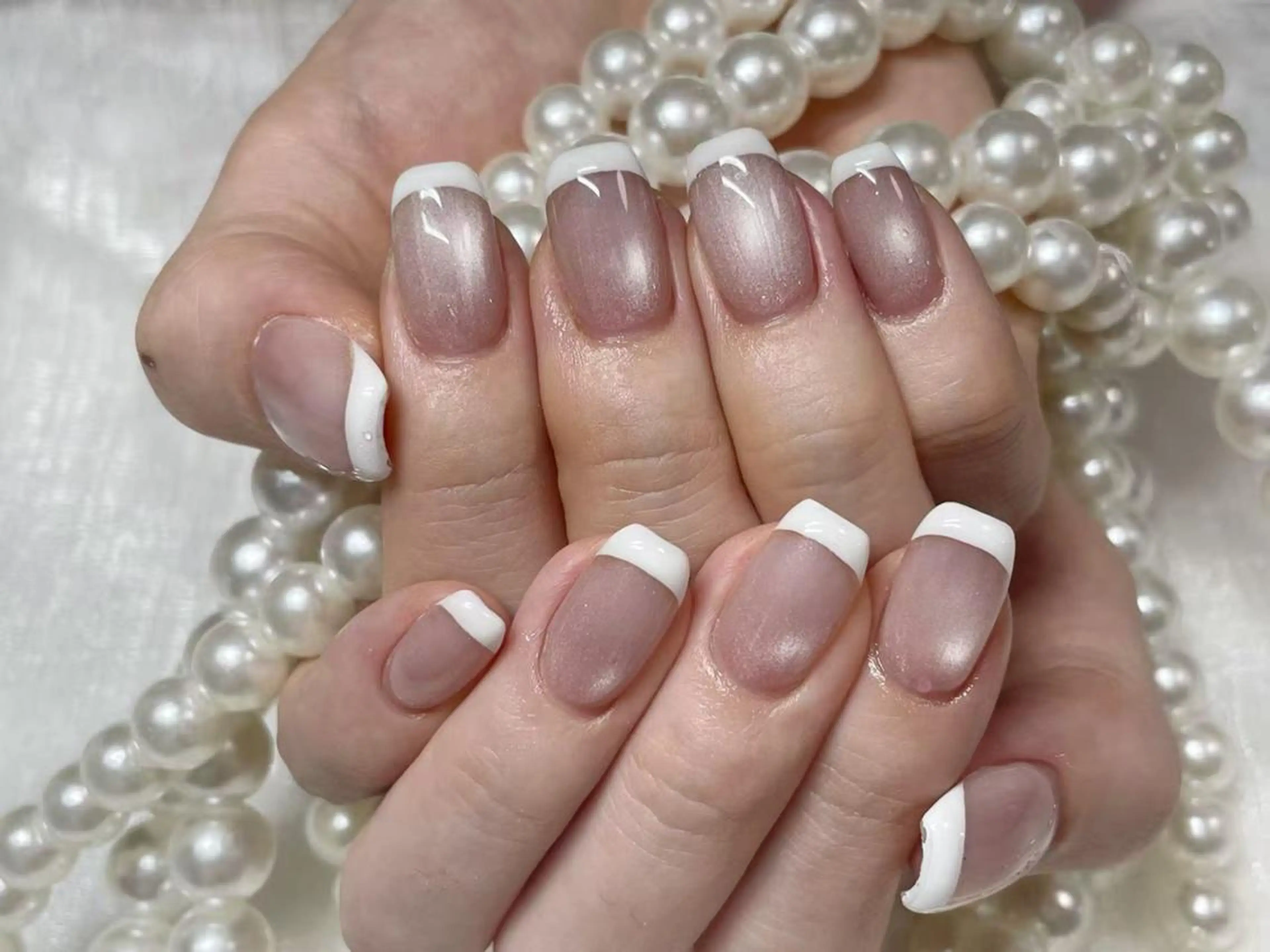 ネイル アートネイル クリアネイル 成人式 長さ出し フラッシュネイル ハンドネイル Ru na🍳のネイルデザイン