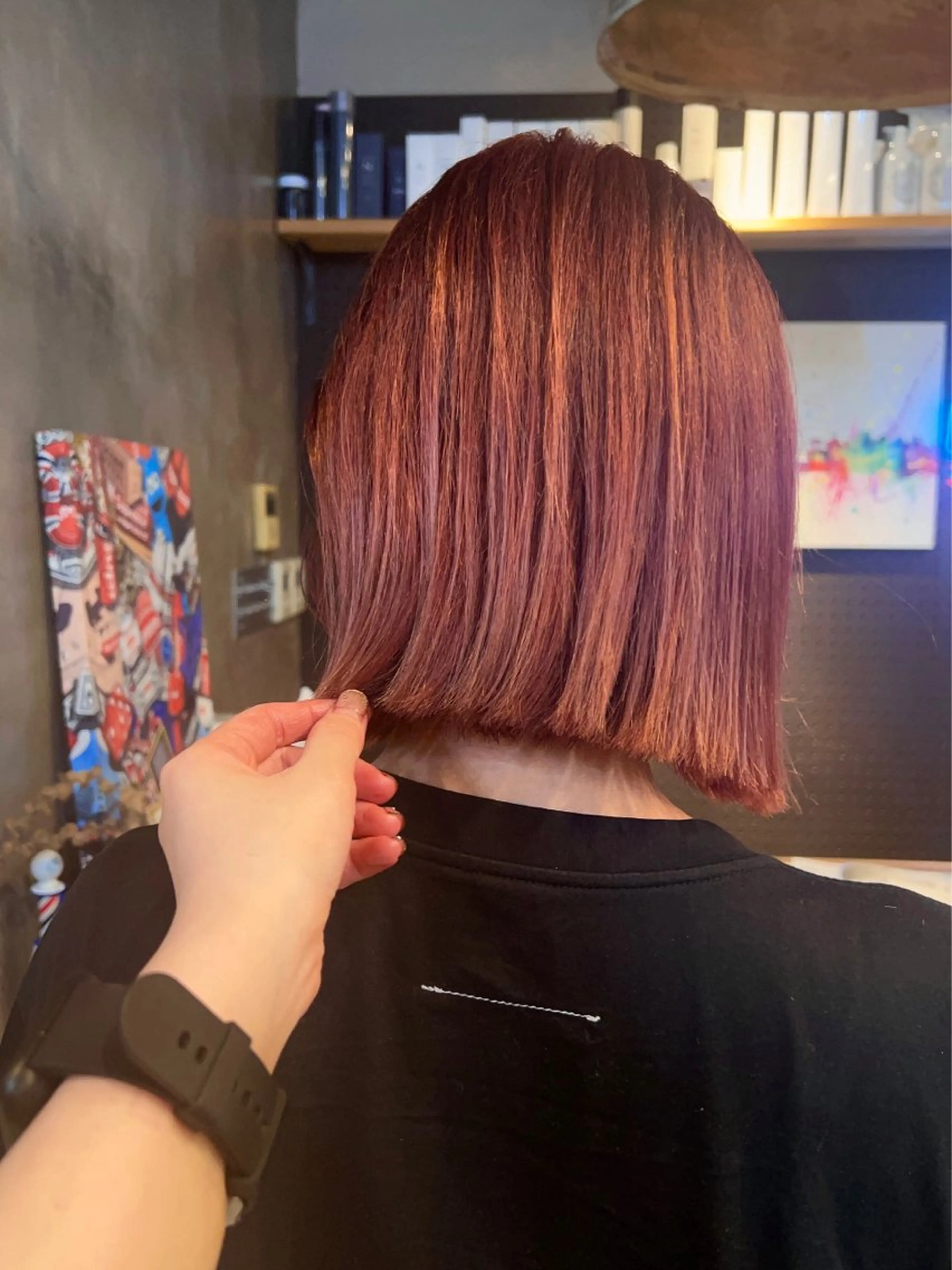 セミロング カラー ブリーチ ブラウンカラー レッドカラー レッドブラウン ミヨシマユ✨ チーフ就任記念🌈のヘアスタイル