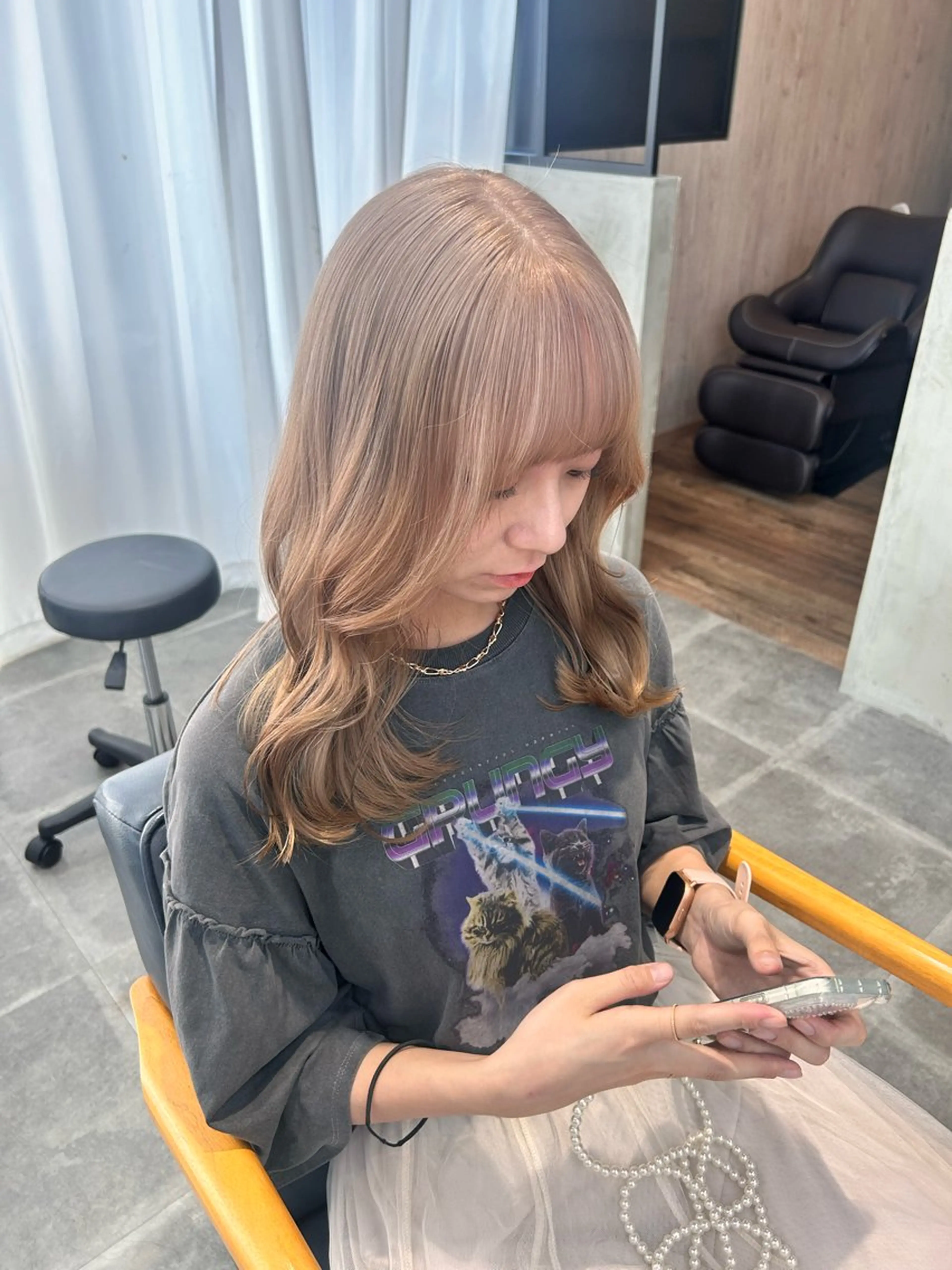 セミロング カラー 韓国×髪質改善カラー 💎hinaのヘアスタイル