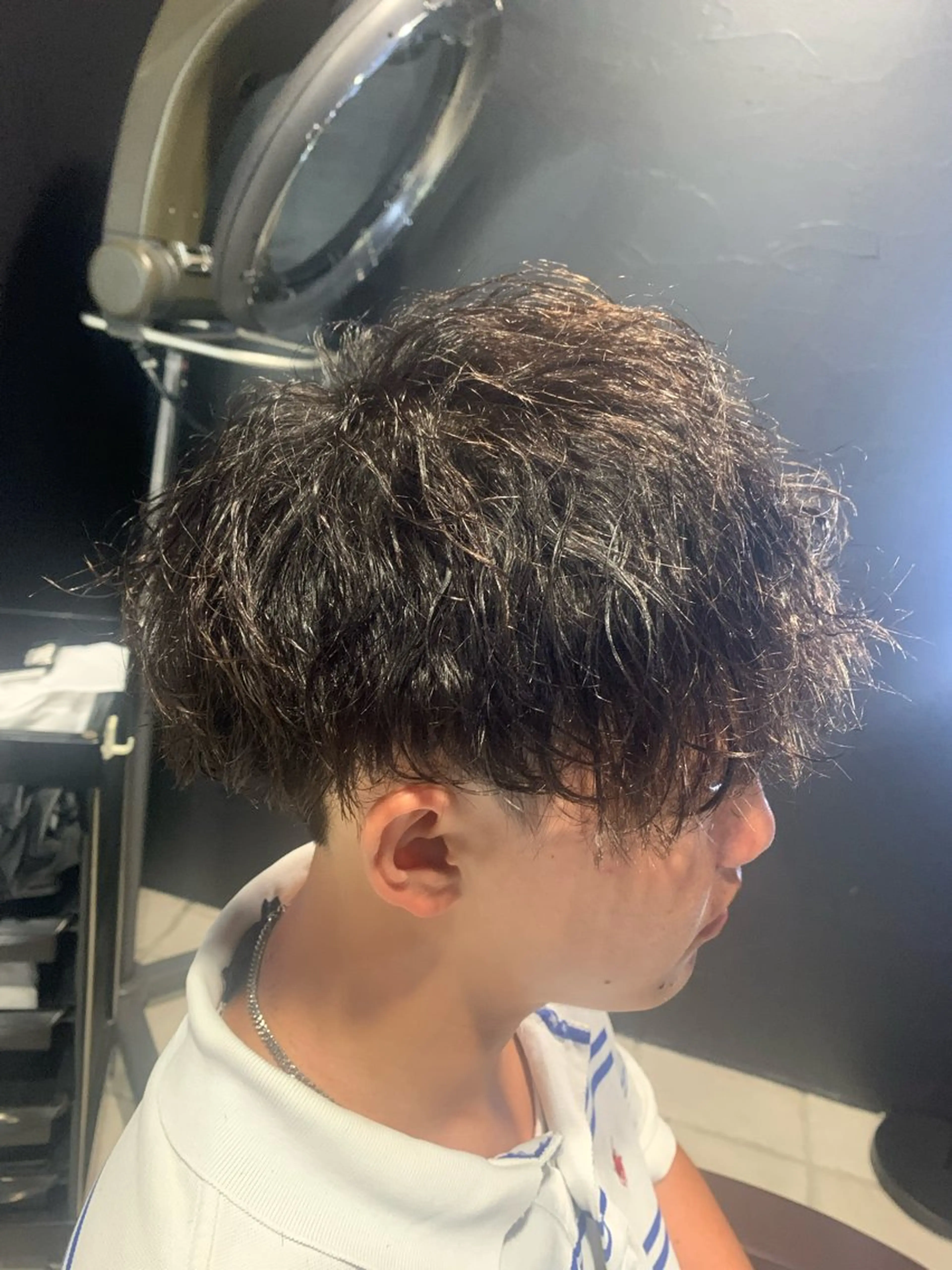 ショート メンズ 波巻きパーマ メンズパーマ/難波/ 心斎橋　室園亮佑のヘアスタイル