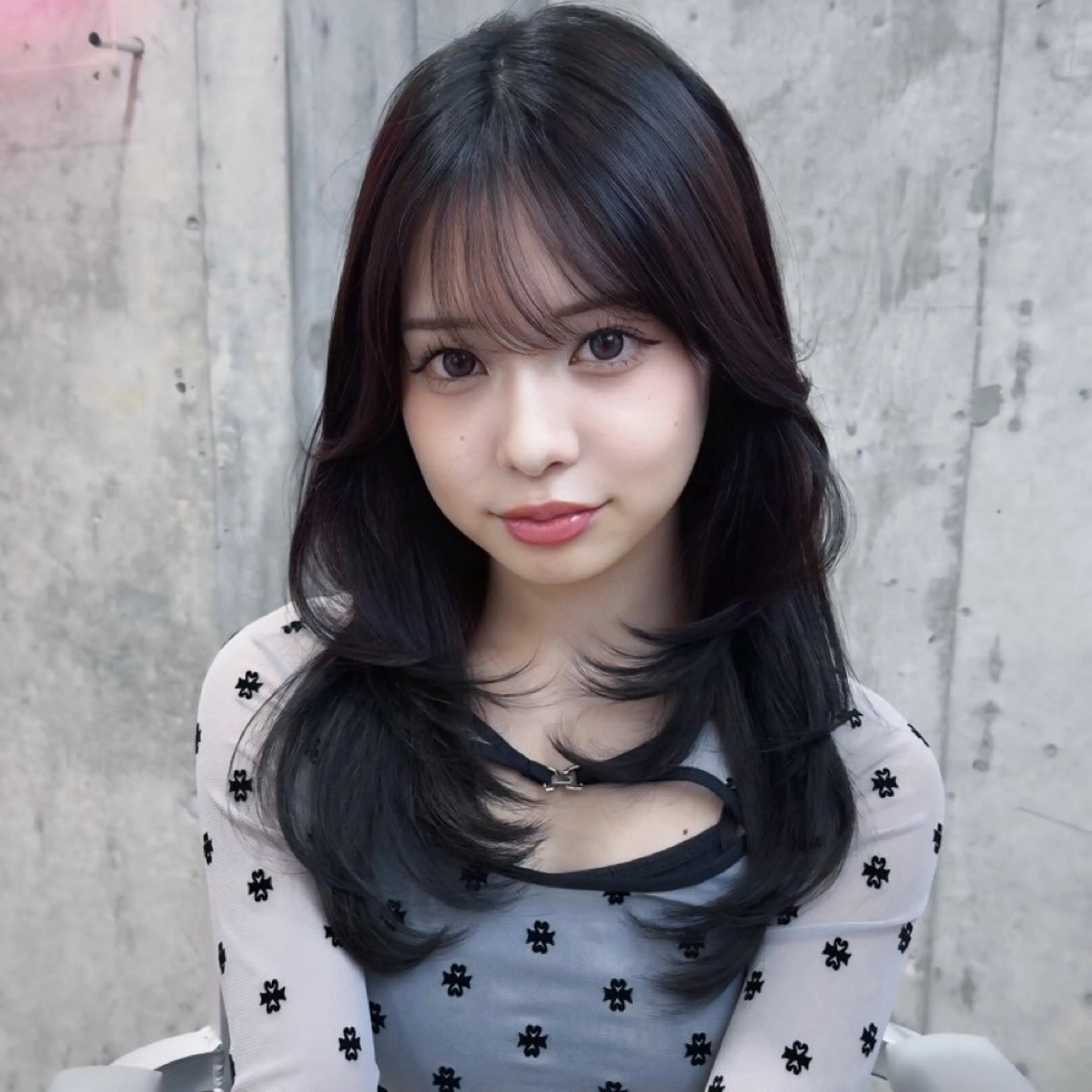 ロング カラー ヘアアレンジ 黒髪 ブルーカラー ブルーブラック 透明感カラー 韓国風ヘア 韓国/ワンホン/新宿 /Rumiのヘアスタイル