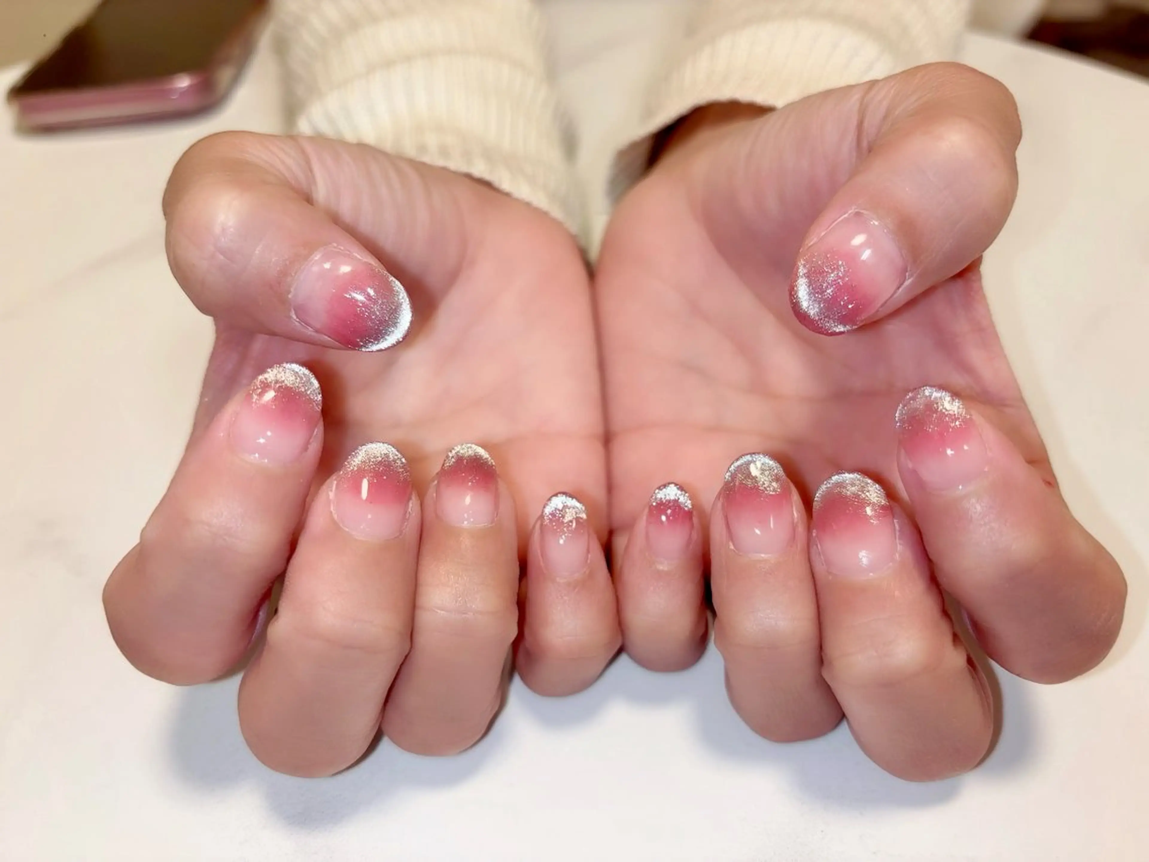 ネイル チークネイル フレンチネイル マグネットネイル マグネットフレンチ バストアップサロン LUNAのネイルデザイン