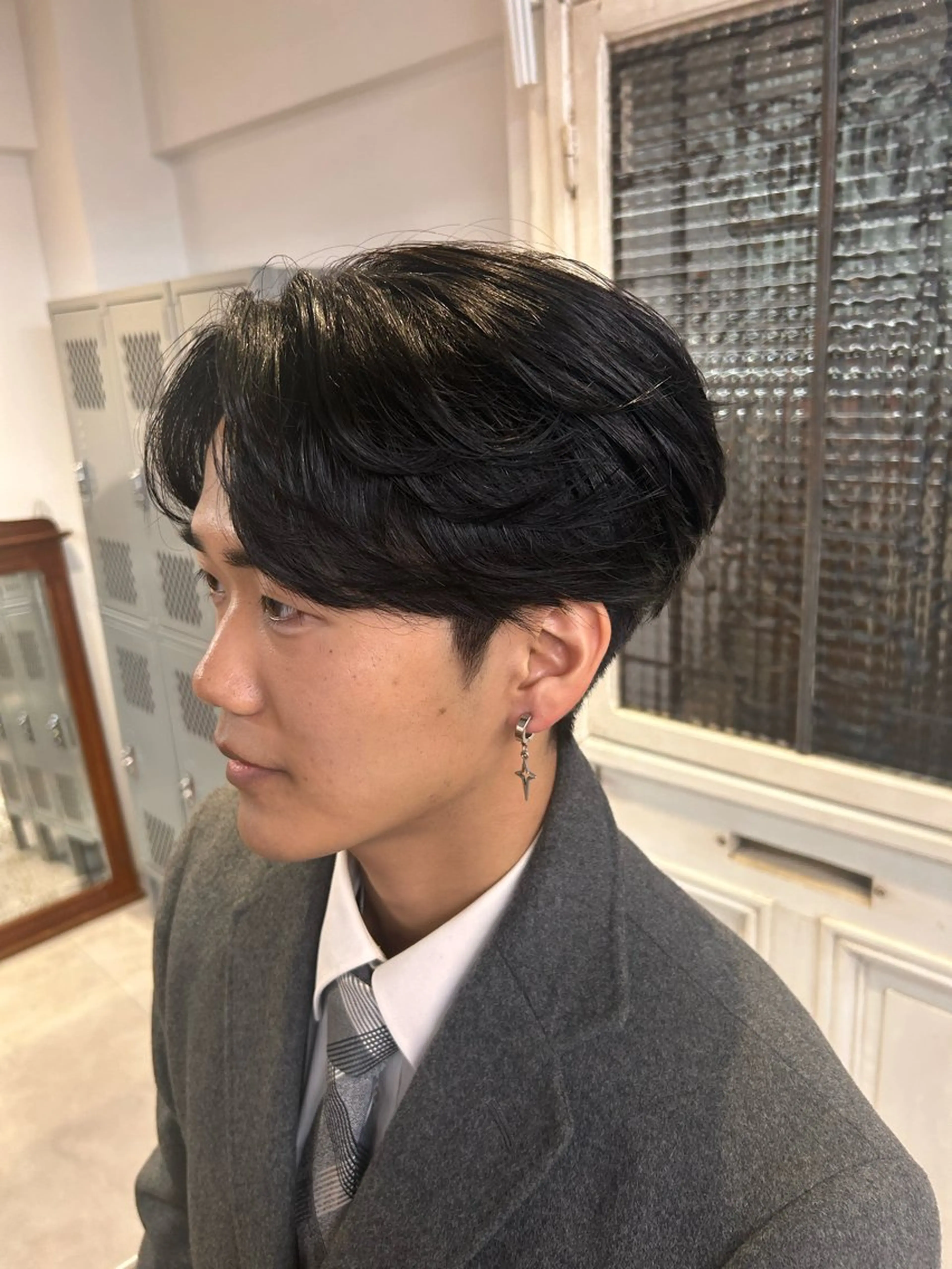 メンズ センターパート ダウンパーマ カルマパーマ メンズパーマ カット パーマ benji 天神店【ベンジー】所属・天神大名メンズ特化 SHUのヘアスタイル