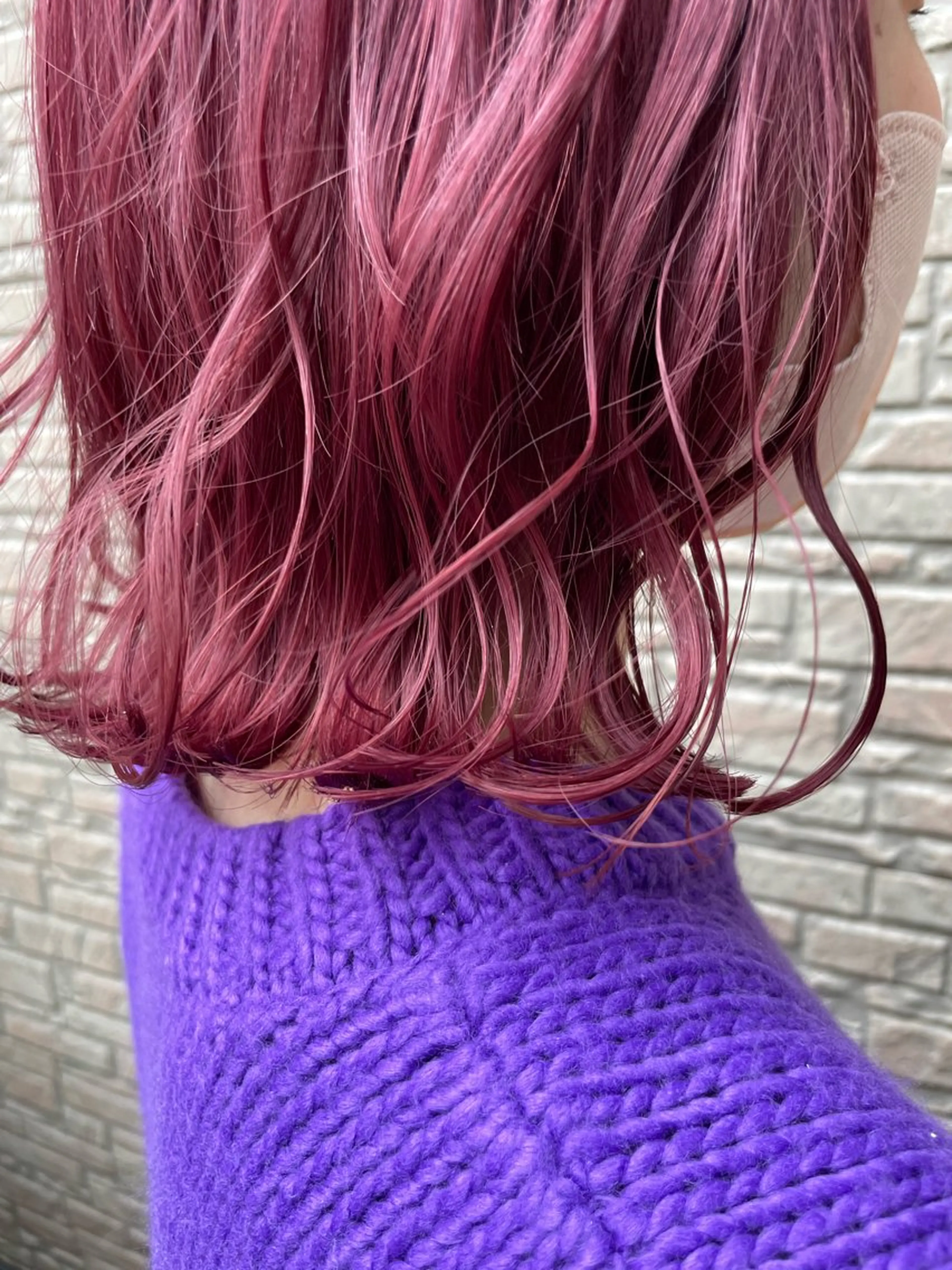 ミディアム カラー ダブルカラー ピンクカラー ワタナベ テルマサのヘアスタイル