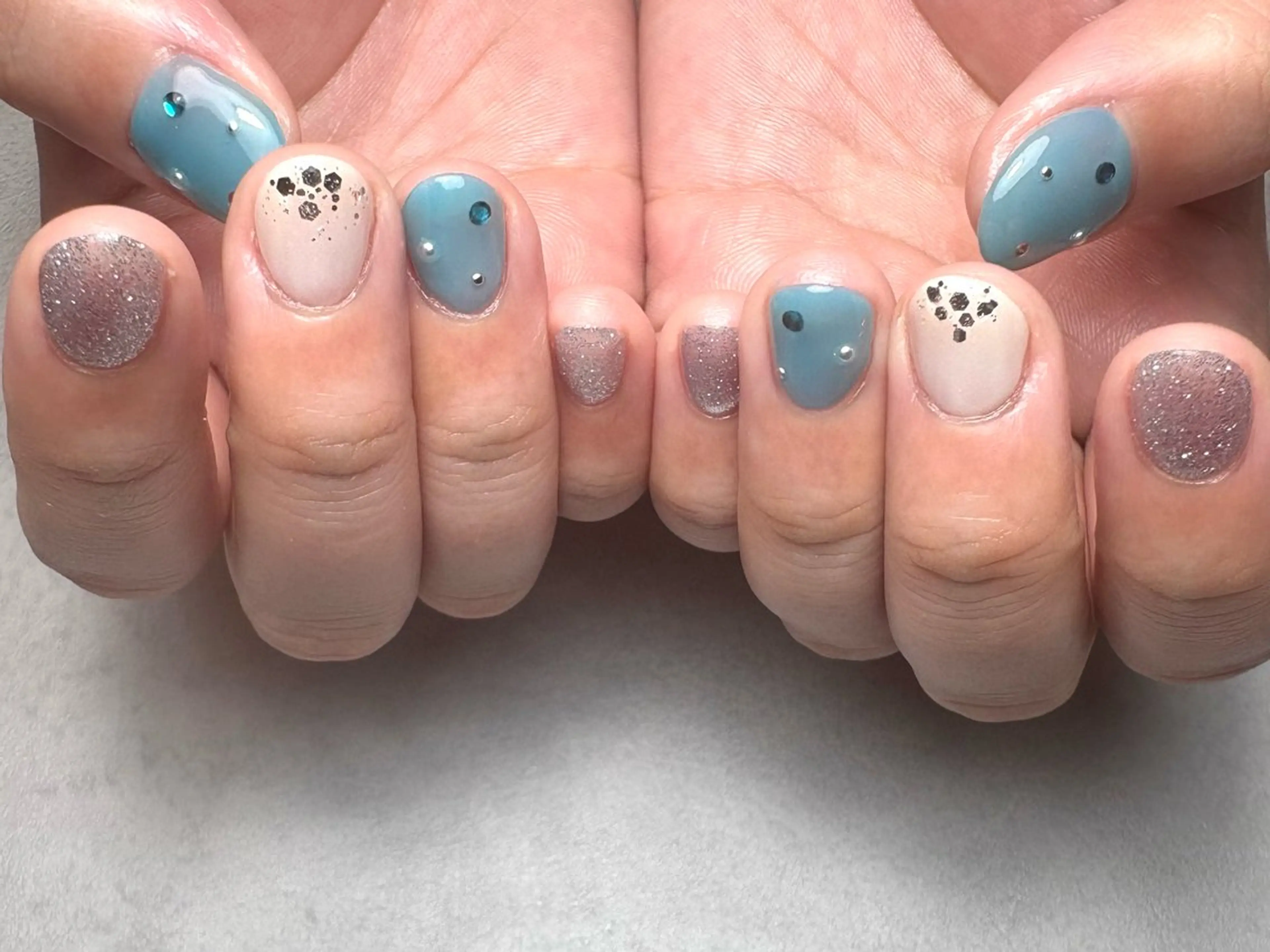 ネイル ブルー ハンドネイル maninail makiのネイルデザイン