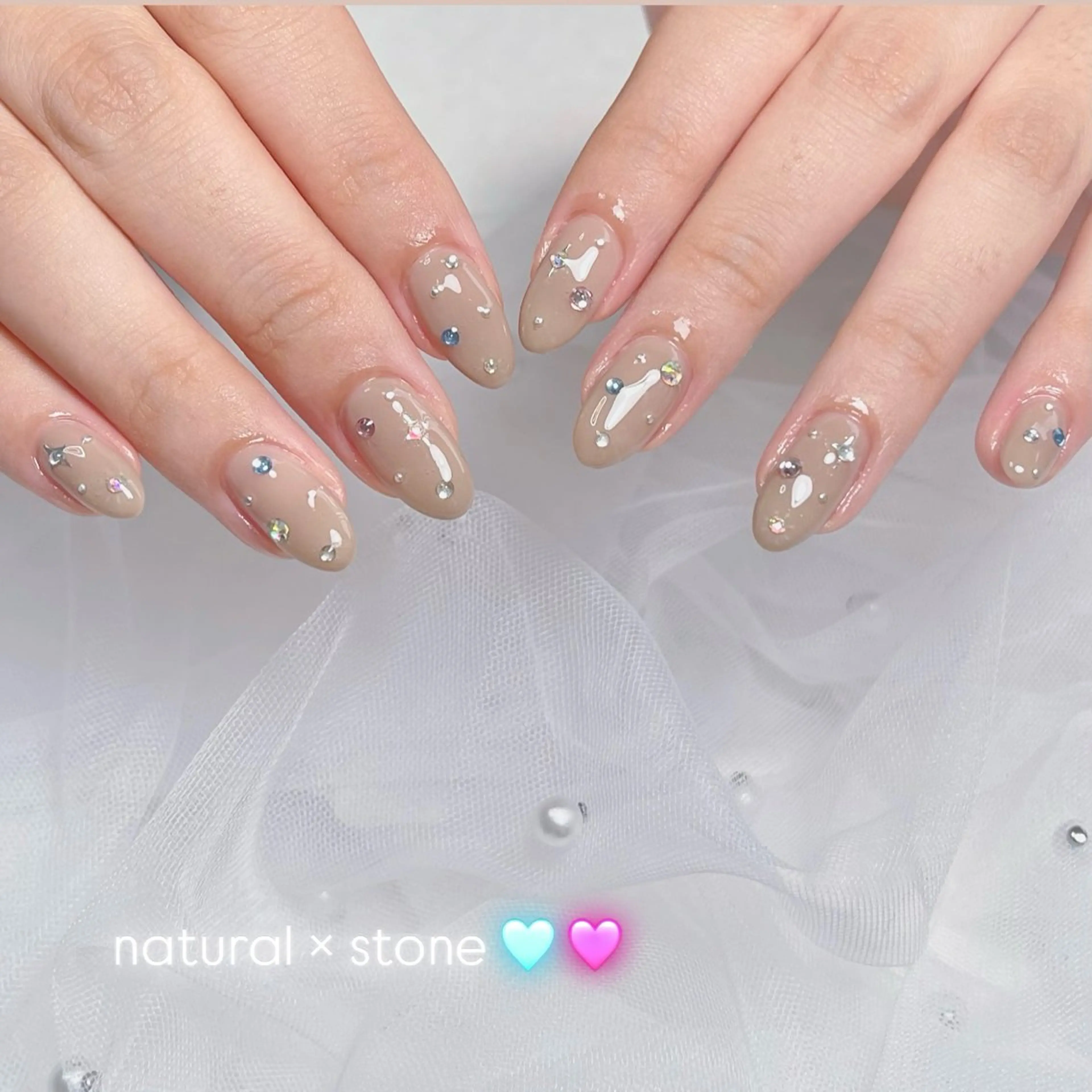 ネイル アートネイル 長さ出し 韓国ネイル 持ち込み ワンホンネイル ハンドネイル RE SALONのネイルデザイン