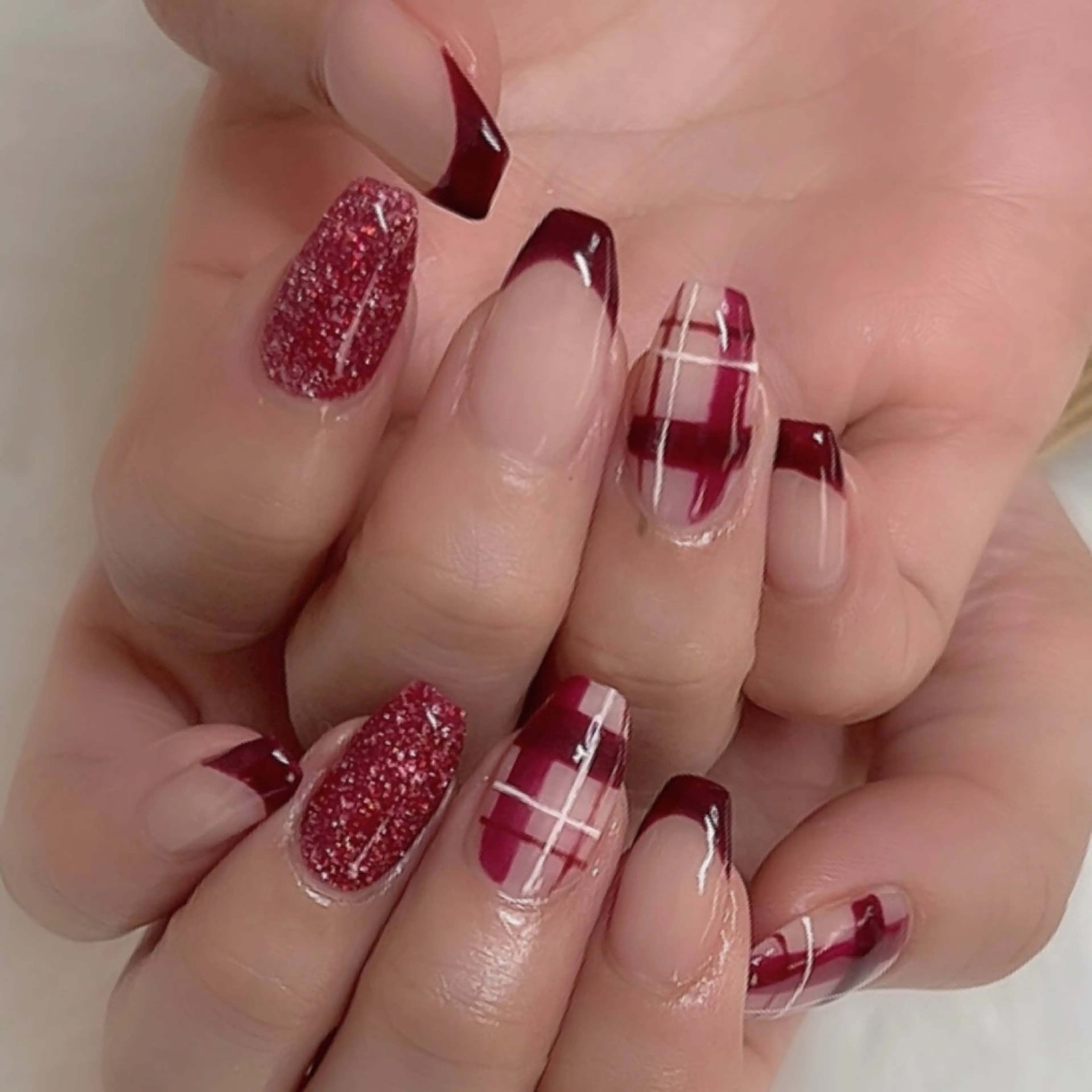 ネイル ボルドー フレンチネイル 🩵池袋heart nail🩵のネイルデザイン