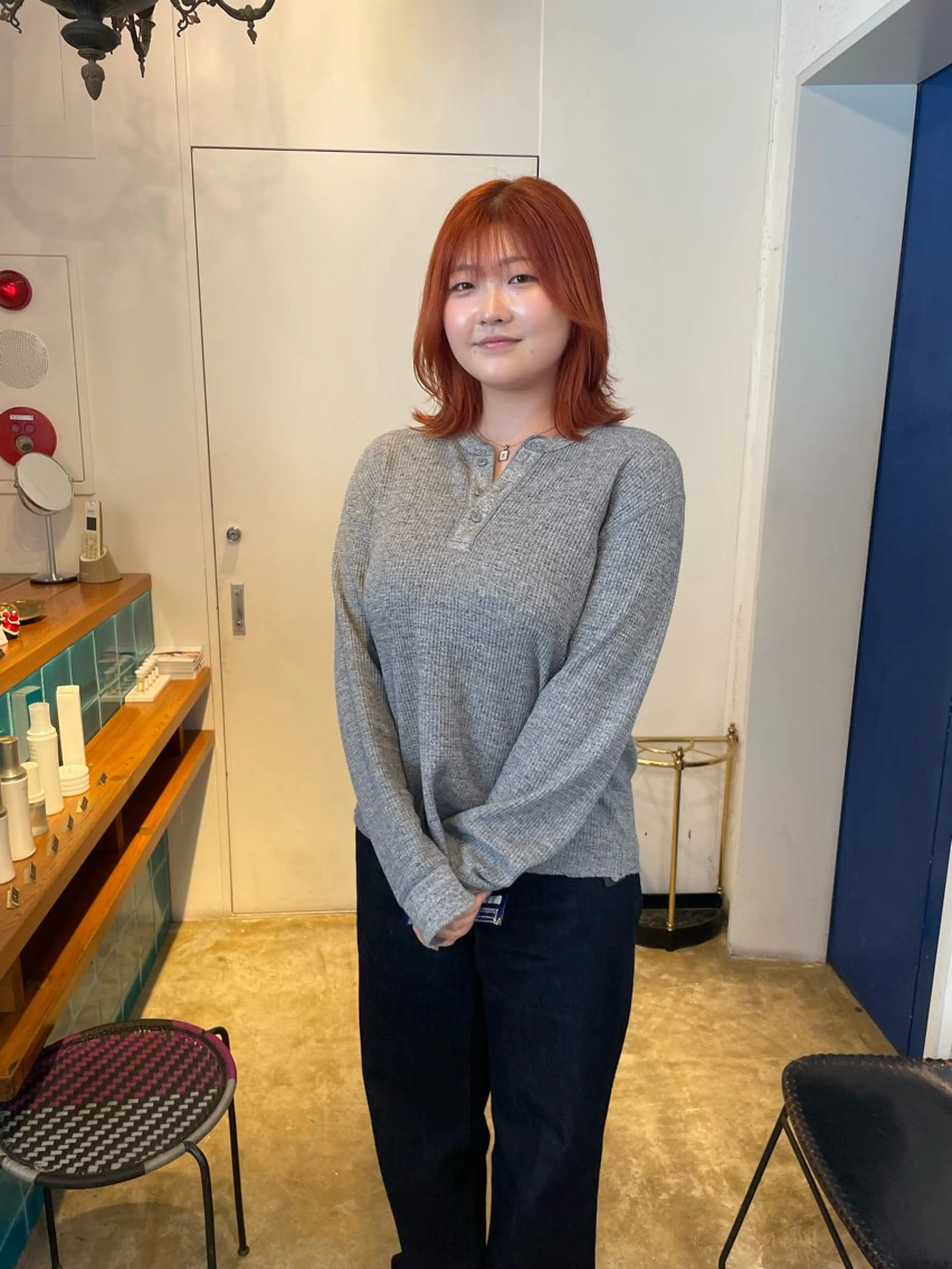 ミディアム カラー ブリーチ ブラウンカラー ダブルカラー ブリーチなしカラー オレンジ ヘアカラー トリートメント MIOベージュカラー 柔らかいカラーのヘアスタイル