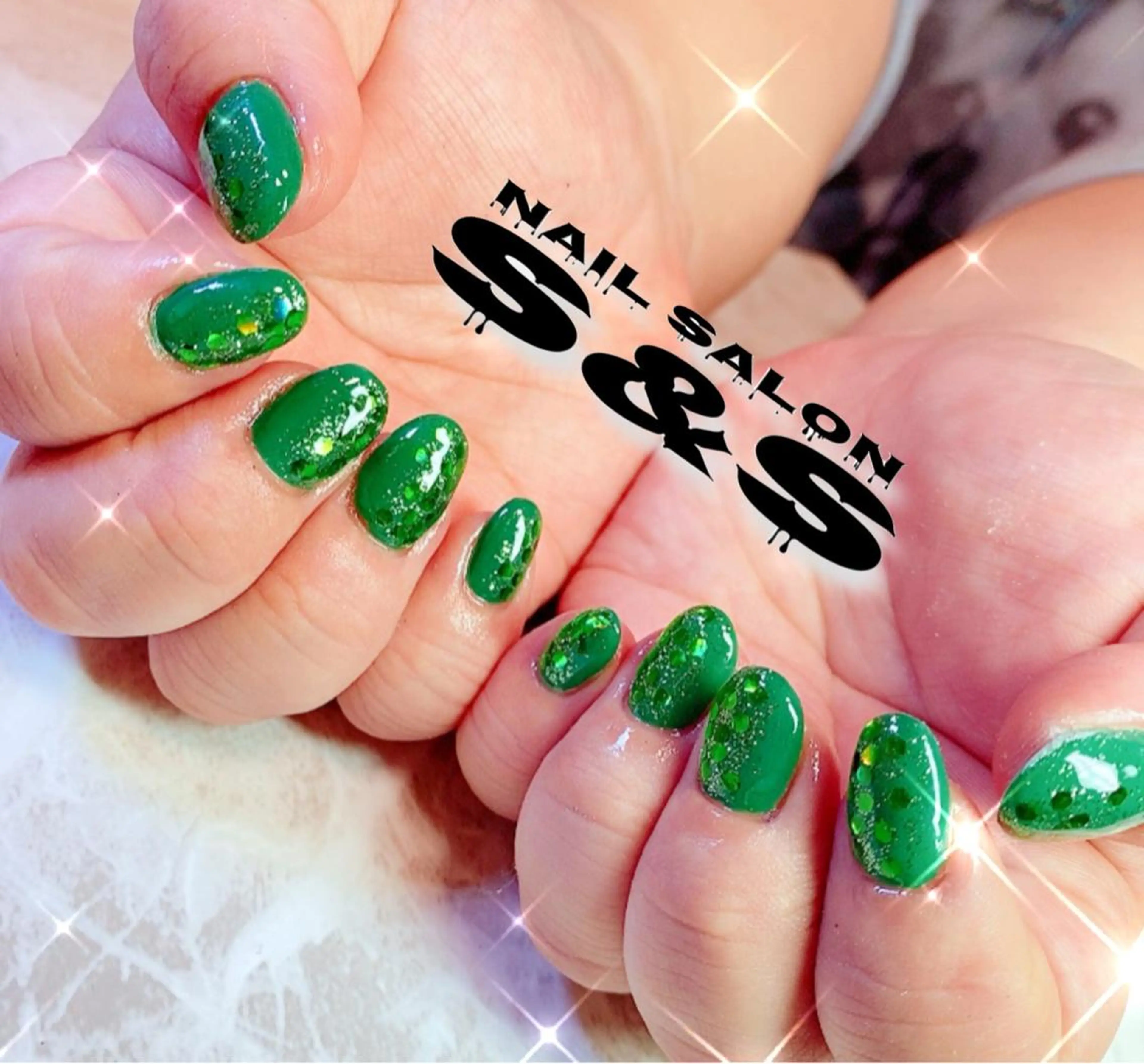 ネイル 長さ出し グリーン メンズネイル 持ち込み スカルプネイル S&S 村田小百合のネイルデザイン