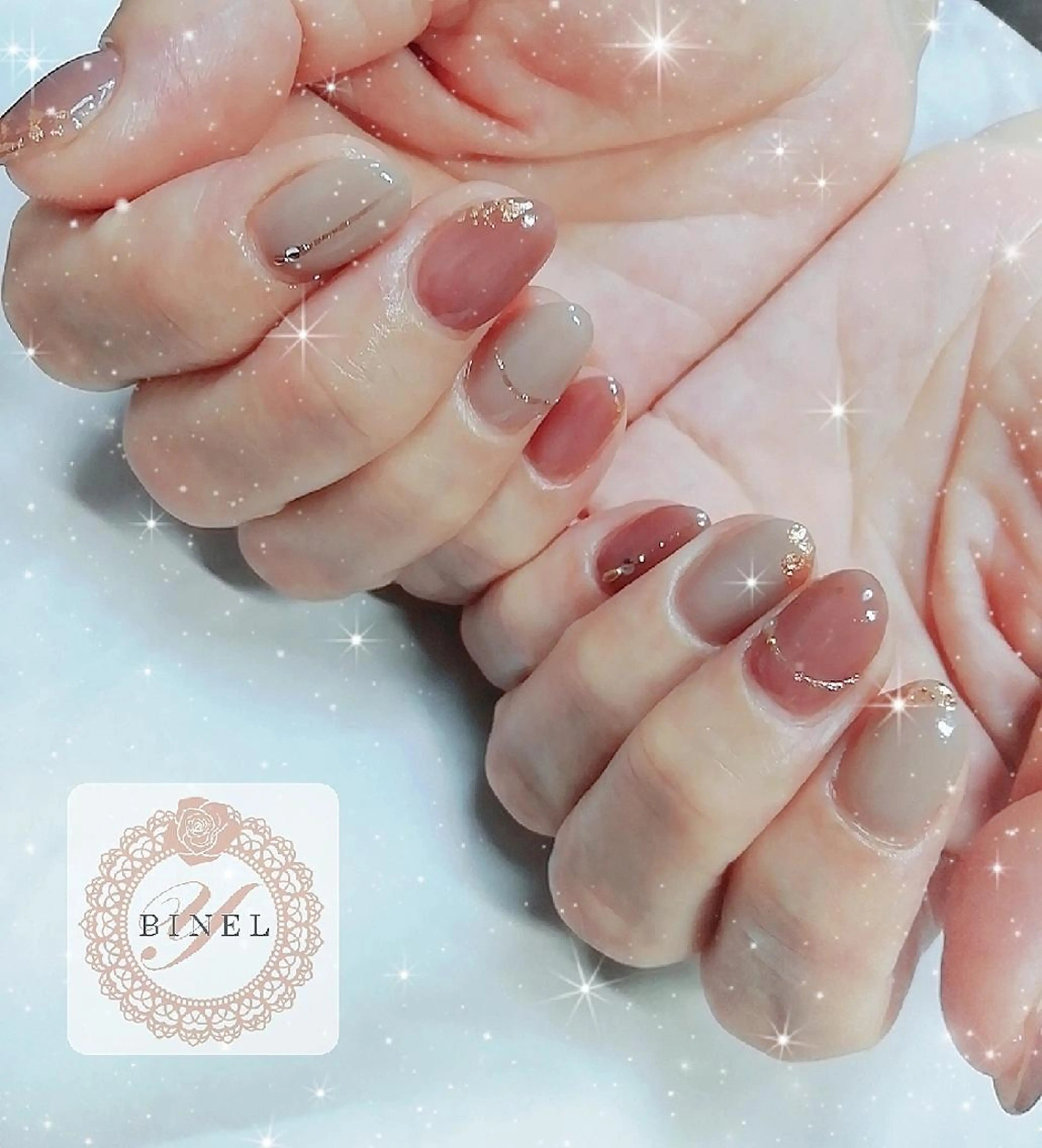 ネイル 持ち込み ニュアンスネイル ハンドネイル Nail Salon Y.BINELのネイルデザイン