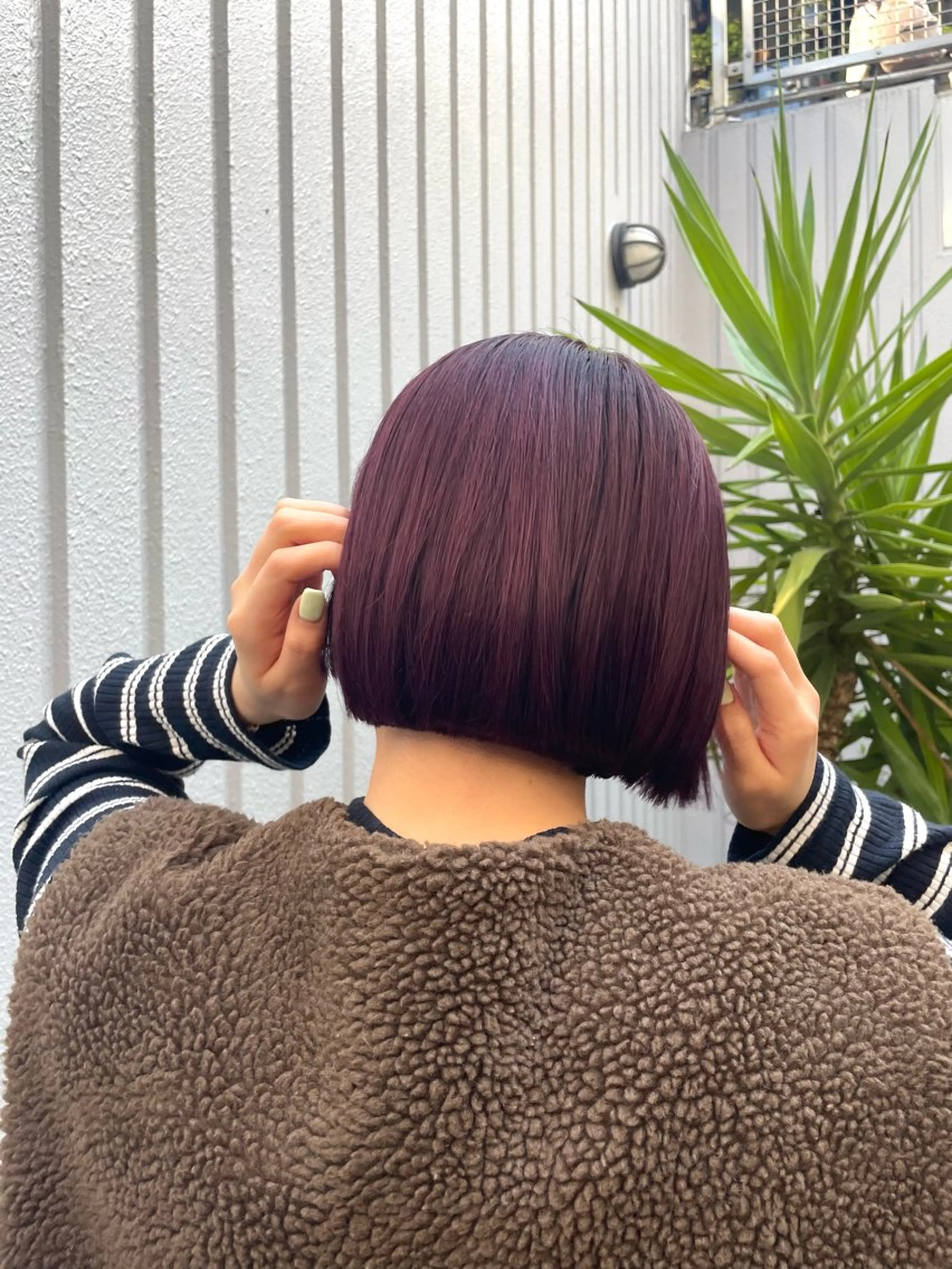 ショート カラー ピンクカラー パープルカラー バイオレットカラー ボブ 韓国ナチュラル・ ベージュ/落合夏希のヘアスタイル