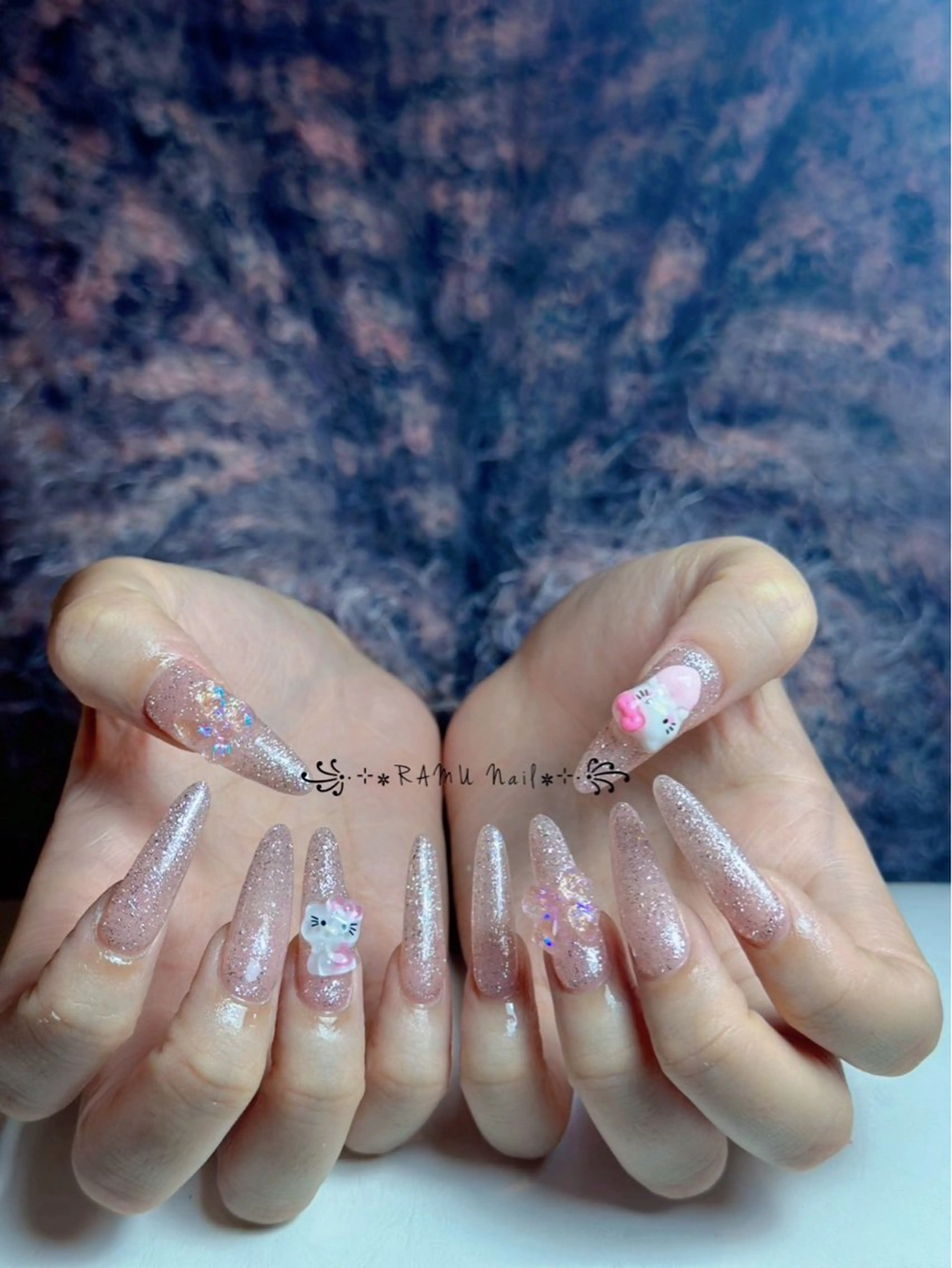 ネイル チークネイル キラキラネイル マグネットネイル シンプルネイル ネイルチップ RAMU_Nail 池袋店のネイルデザイン