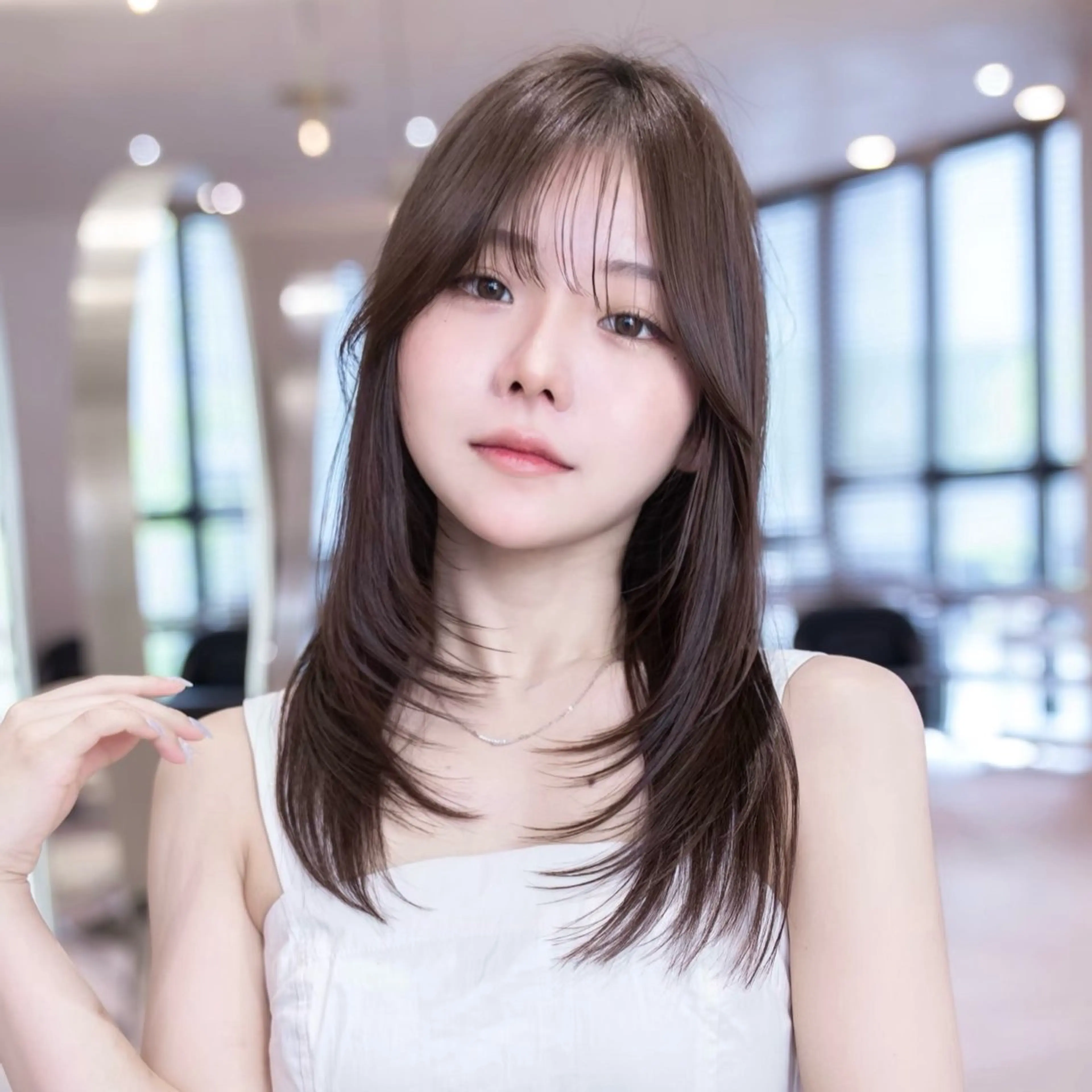 ミディアム カラー 透明感カラー 韓国風ヘア レイヤーカット カット ヘアカラー 渋谷/韓国レイヤー/ 艶カラー/nanoのヘアスタイル