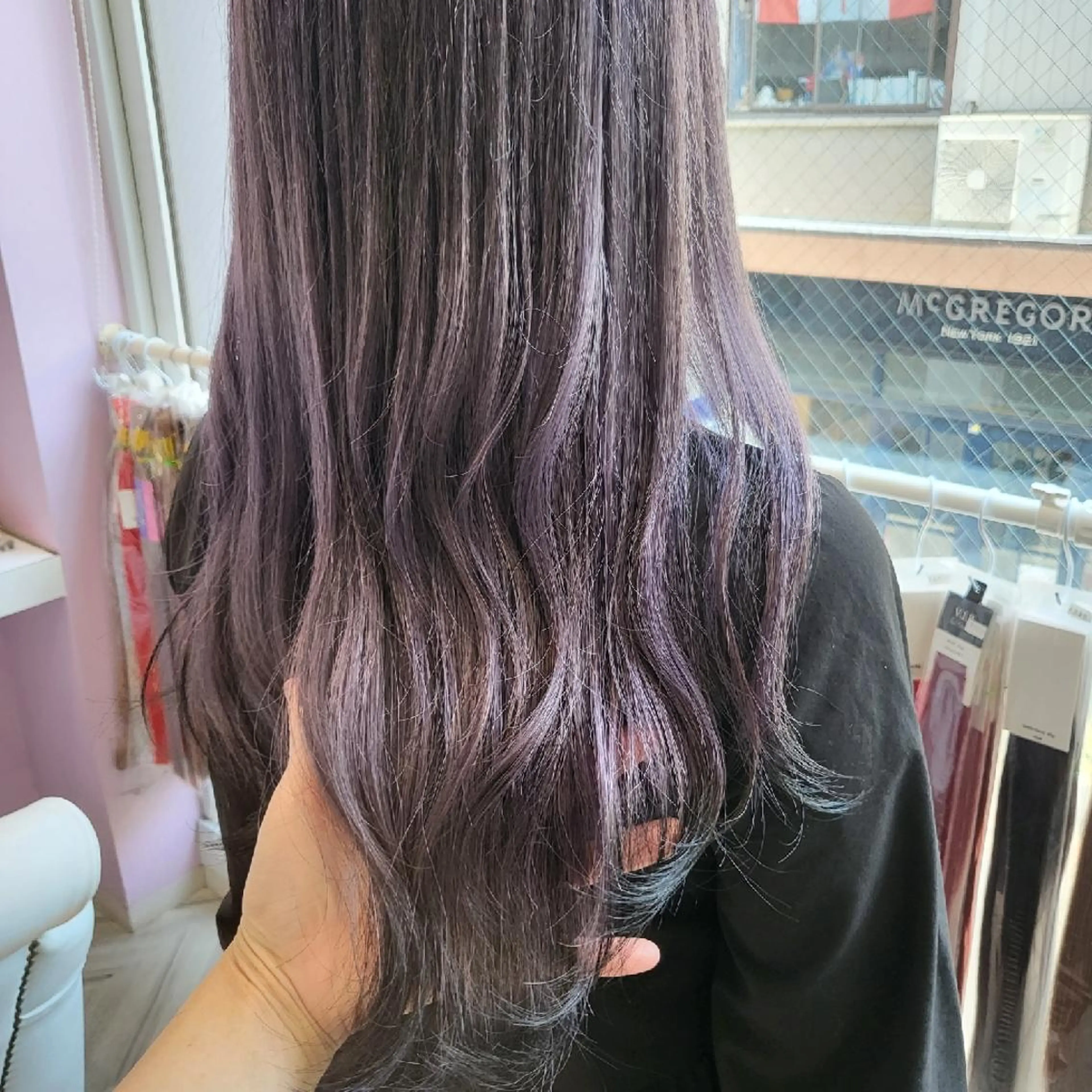 ロング カラー ヘアアレンジ 黒髪 ラベンダーカラー ナカシマ  アユミのヘアスタイル