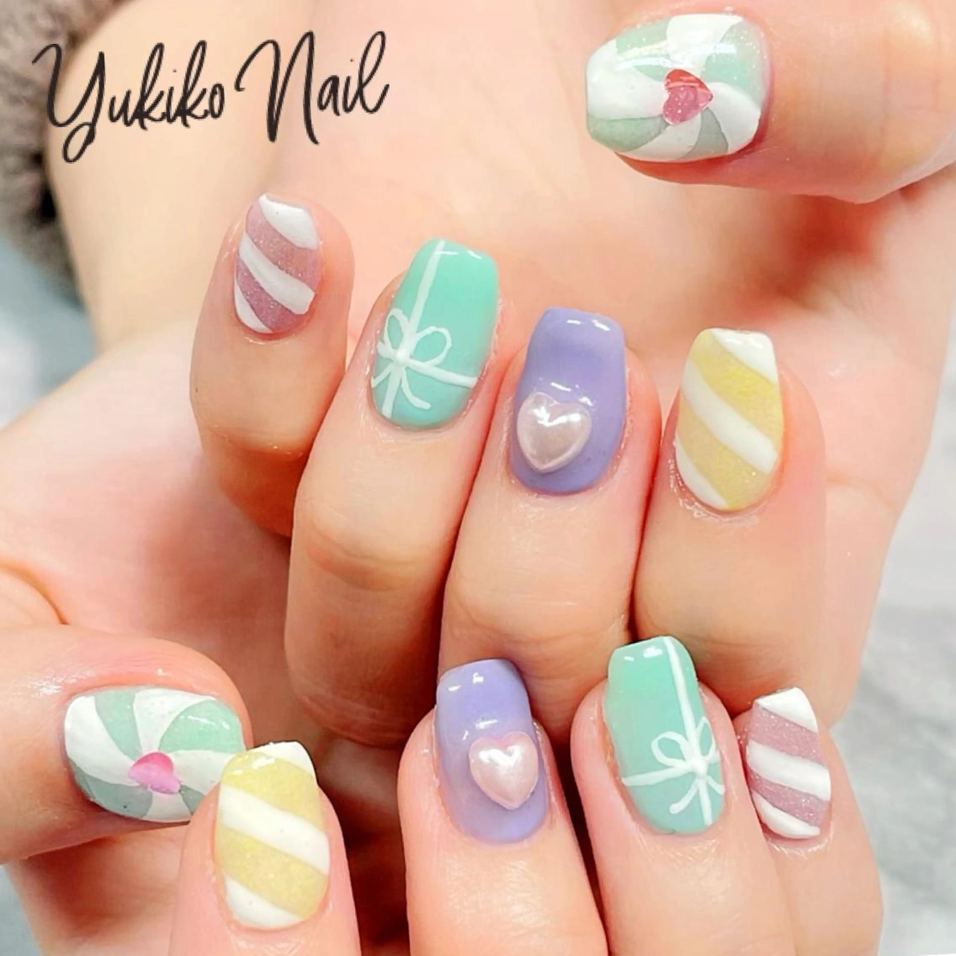 ネイル パステルネイル ホワイト ユキコ ネイルのネイルデザイン